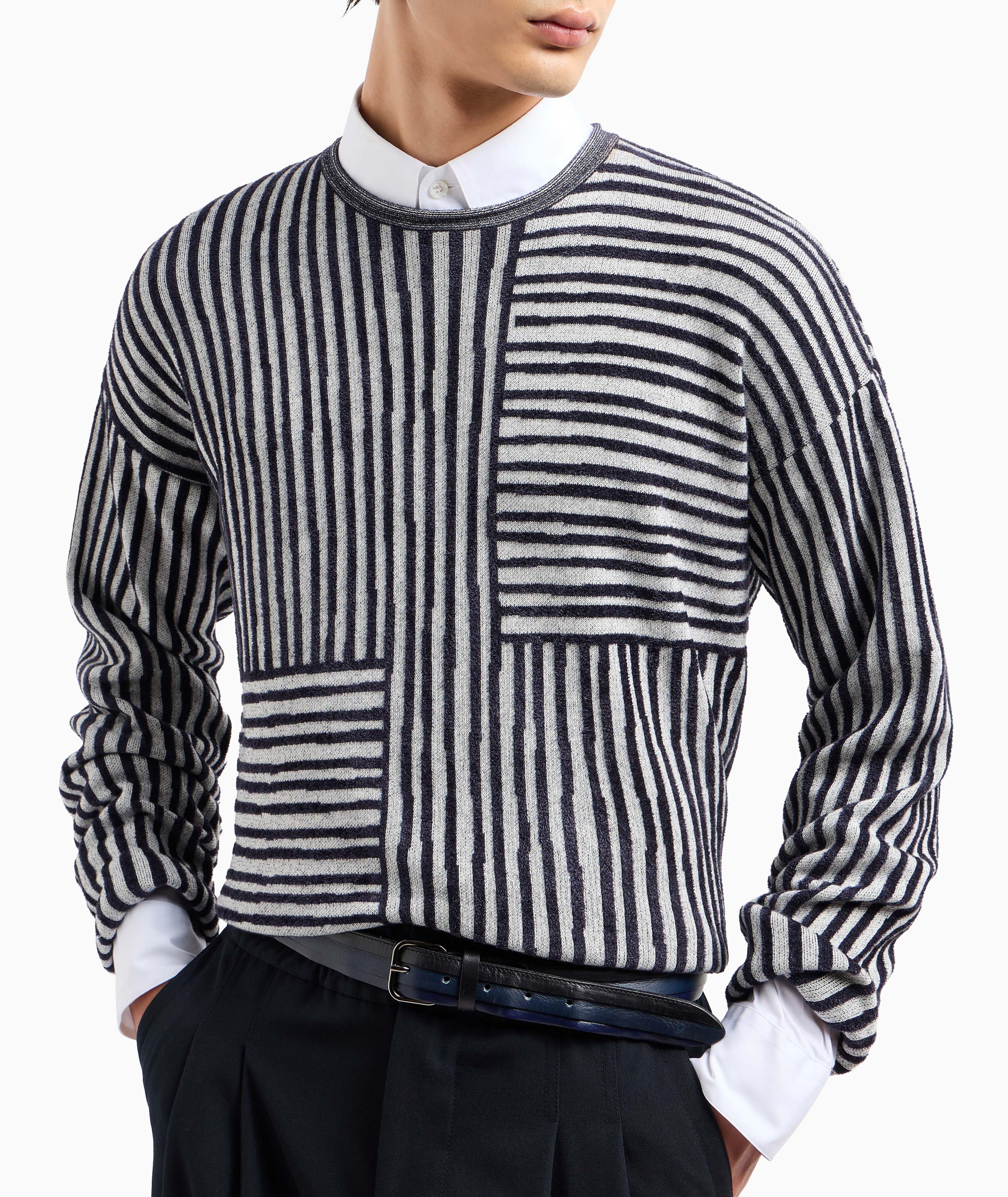 Two-Tone Jacquard Stripe Chenille Sweater image 3