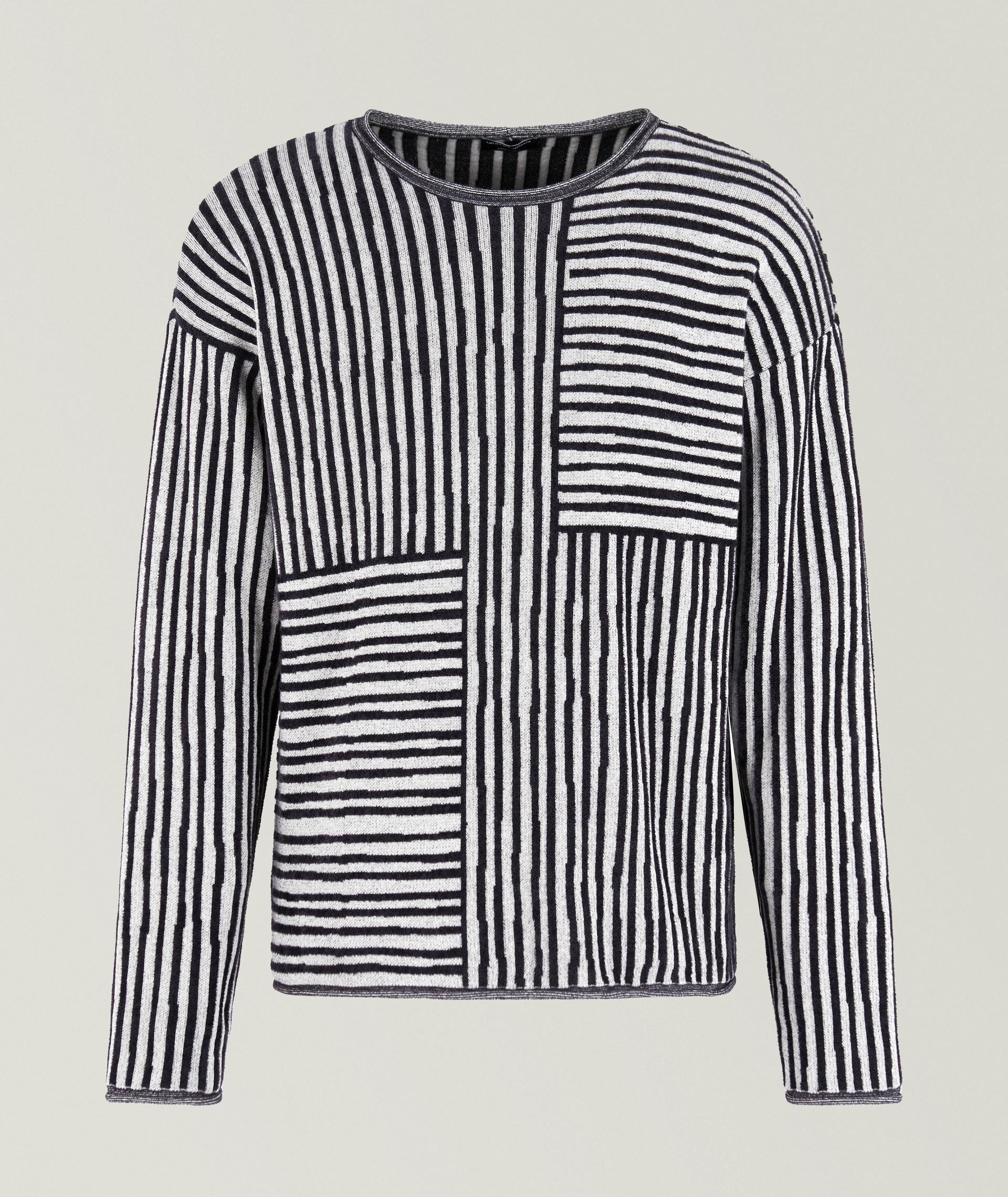 Two-Tone Jacquard Stripe Chenille Sweater image 0