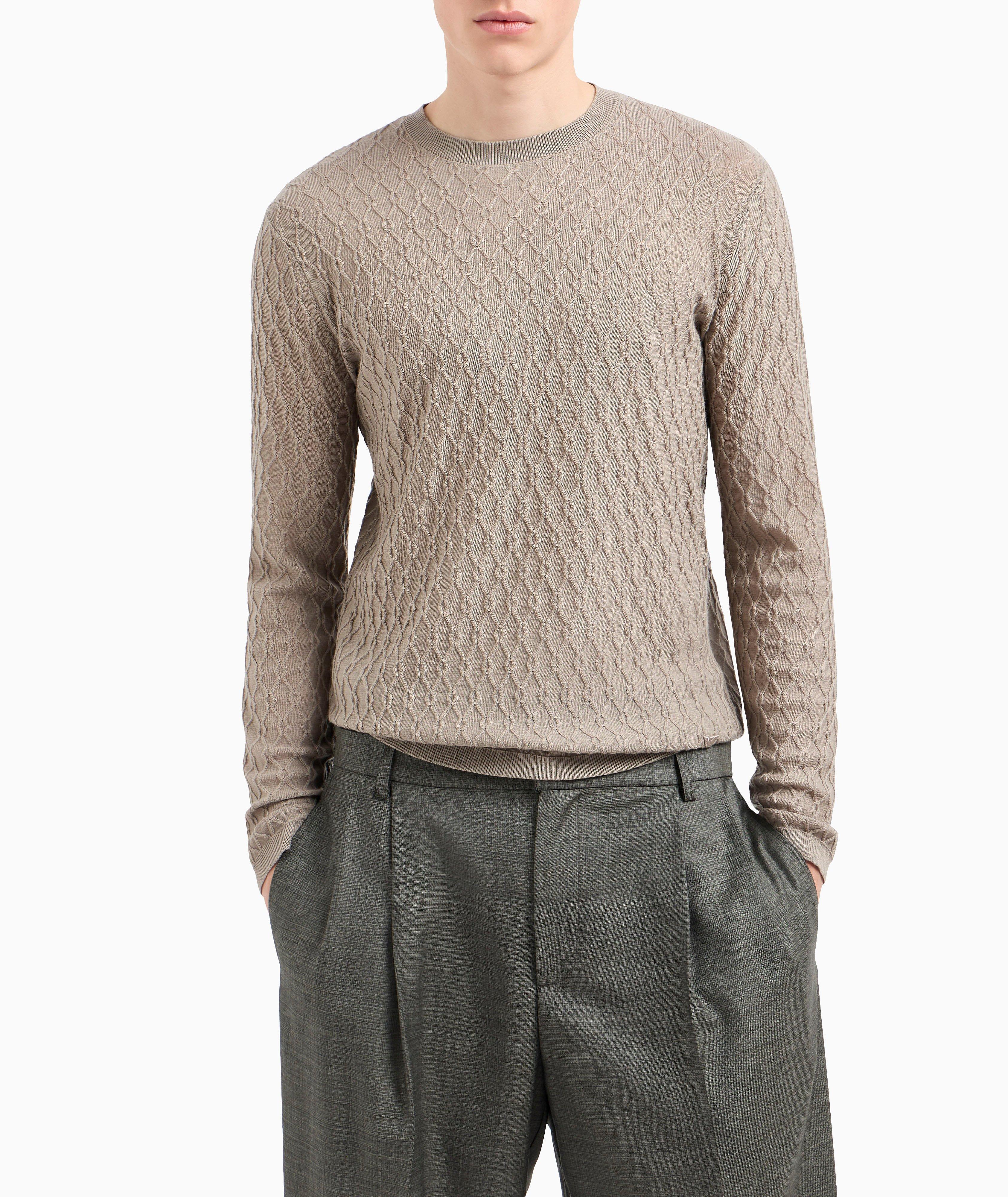 Geometric Virgin Wool Crewneck Sweater image 1