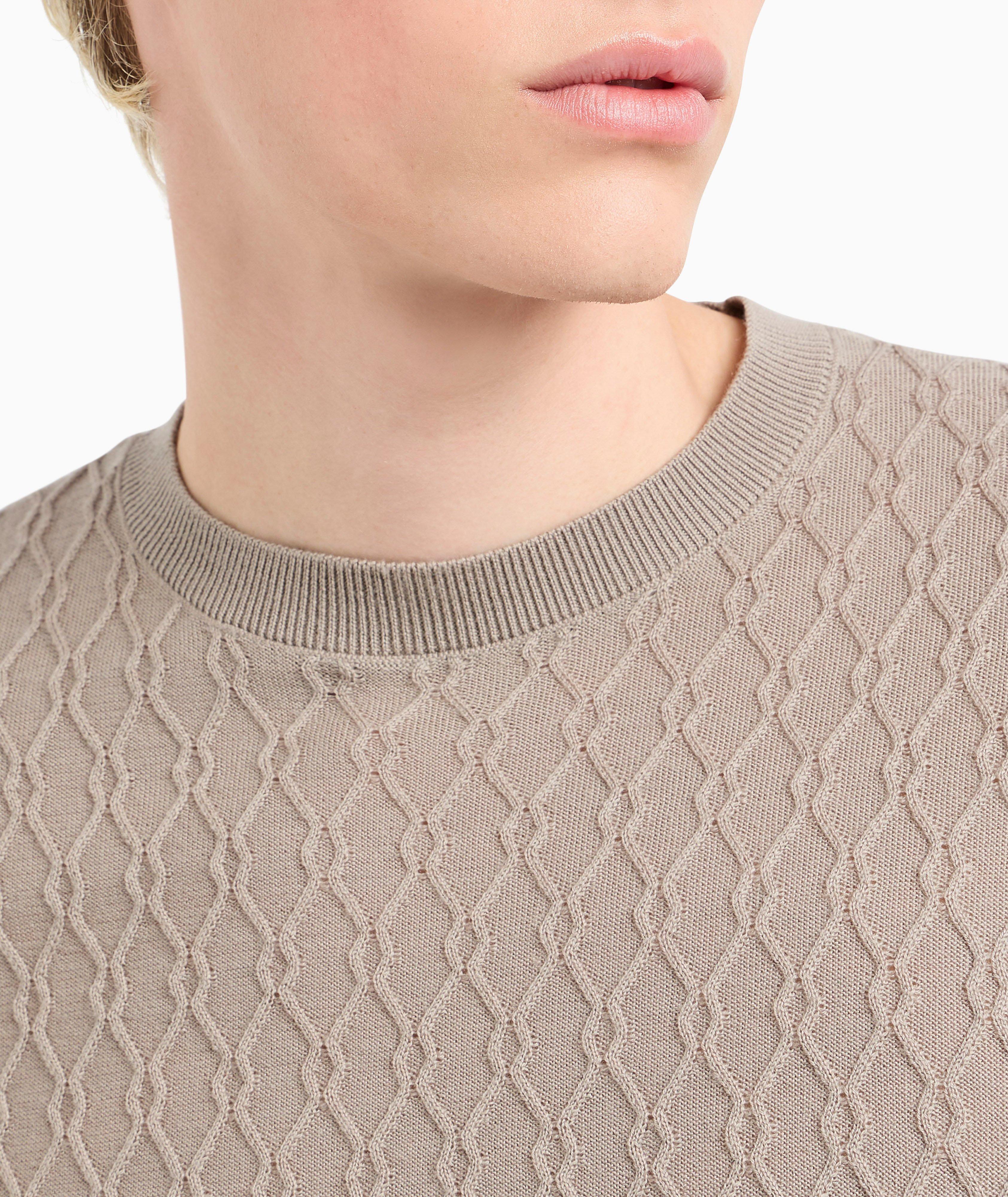 Geometric Virgin Wool Crewneck Sweater image 3