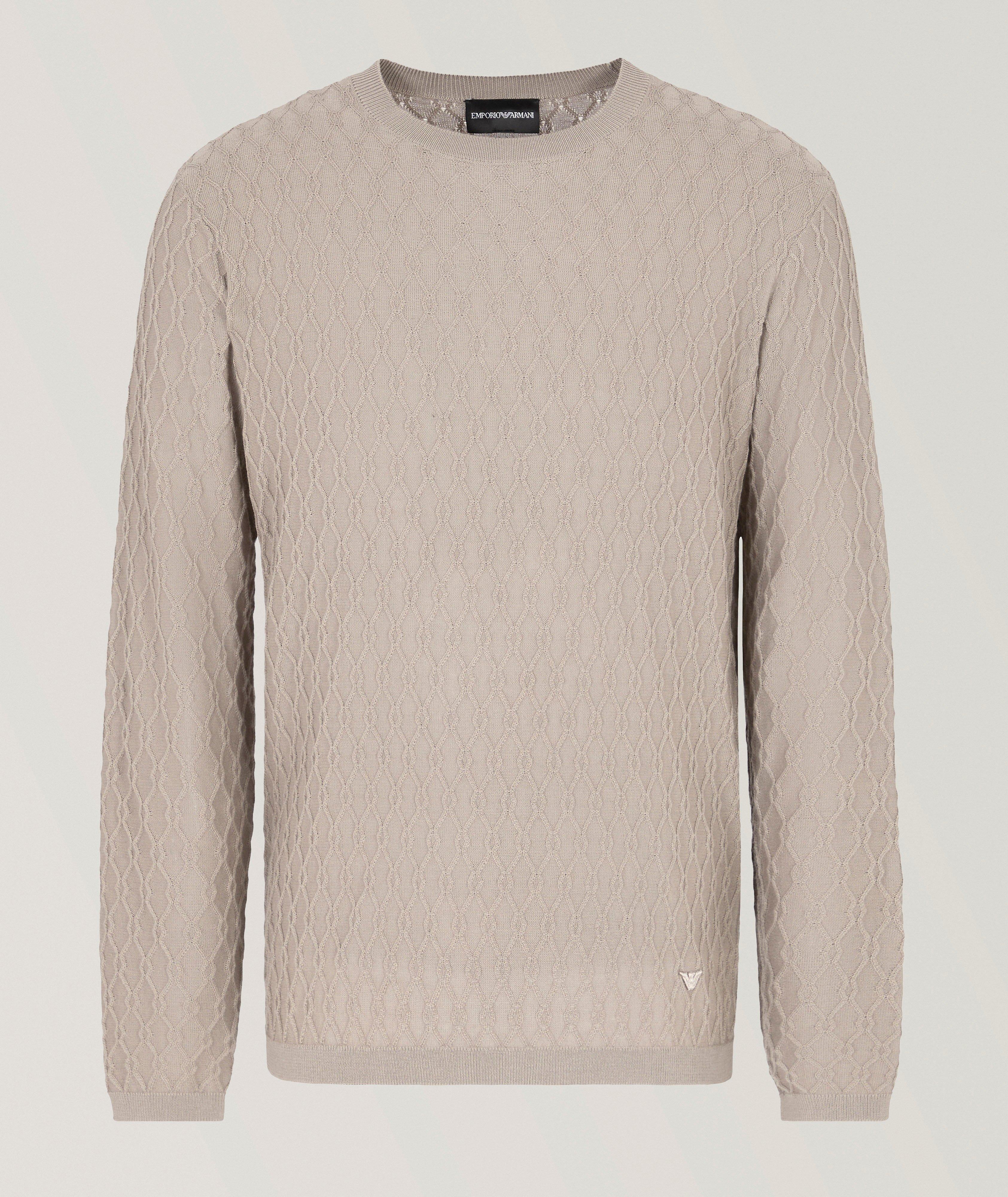 Geometric Virgin Wool Crewneck Sweater image 0