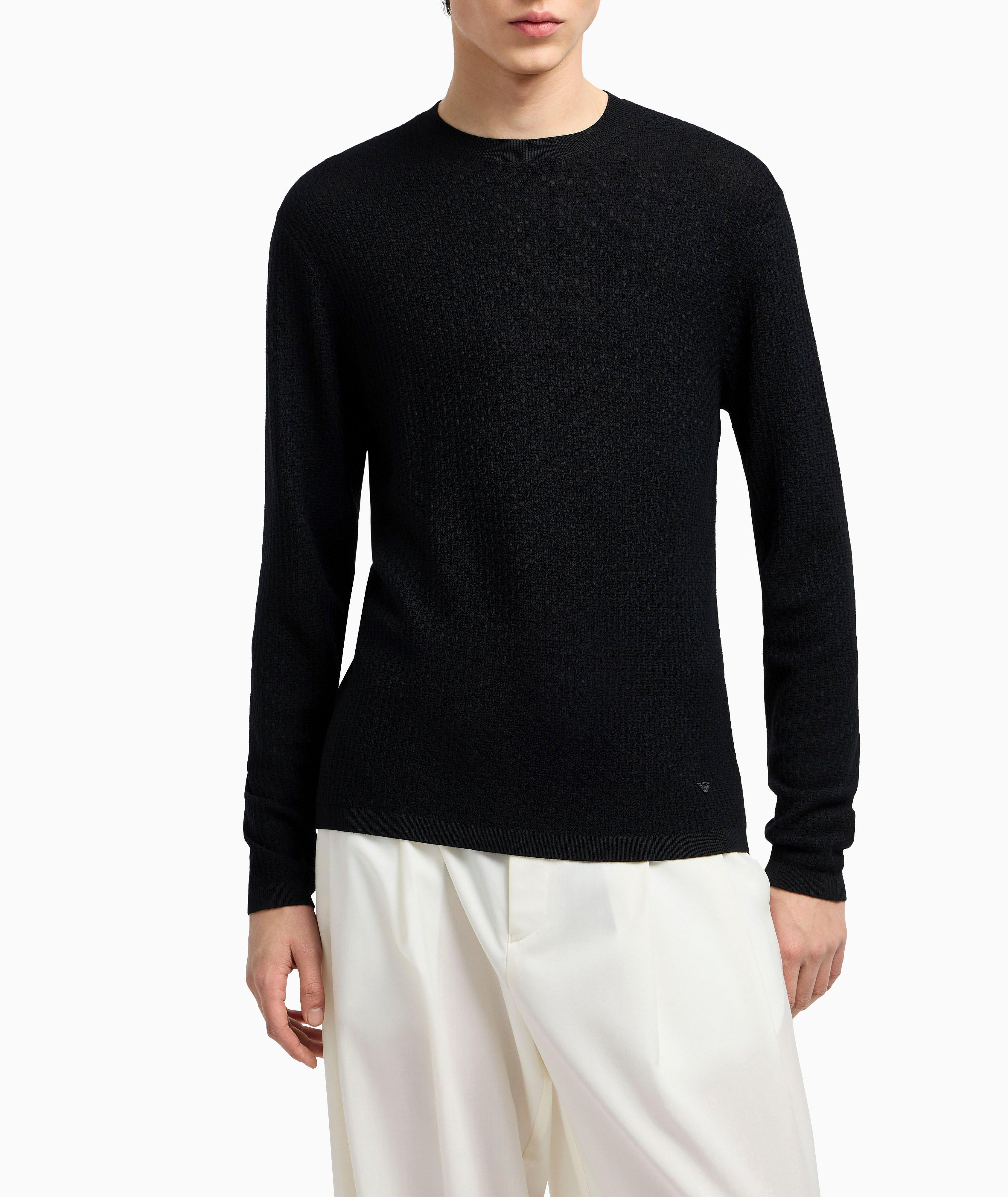 Geometric Virgin Wool Crewneck Sweater image 1