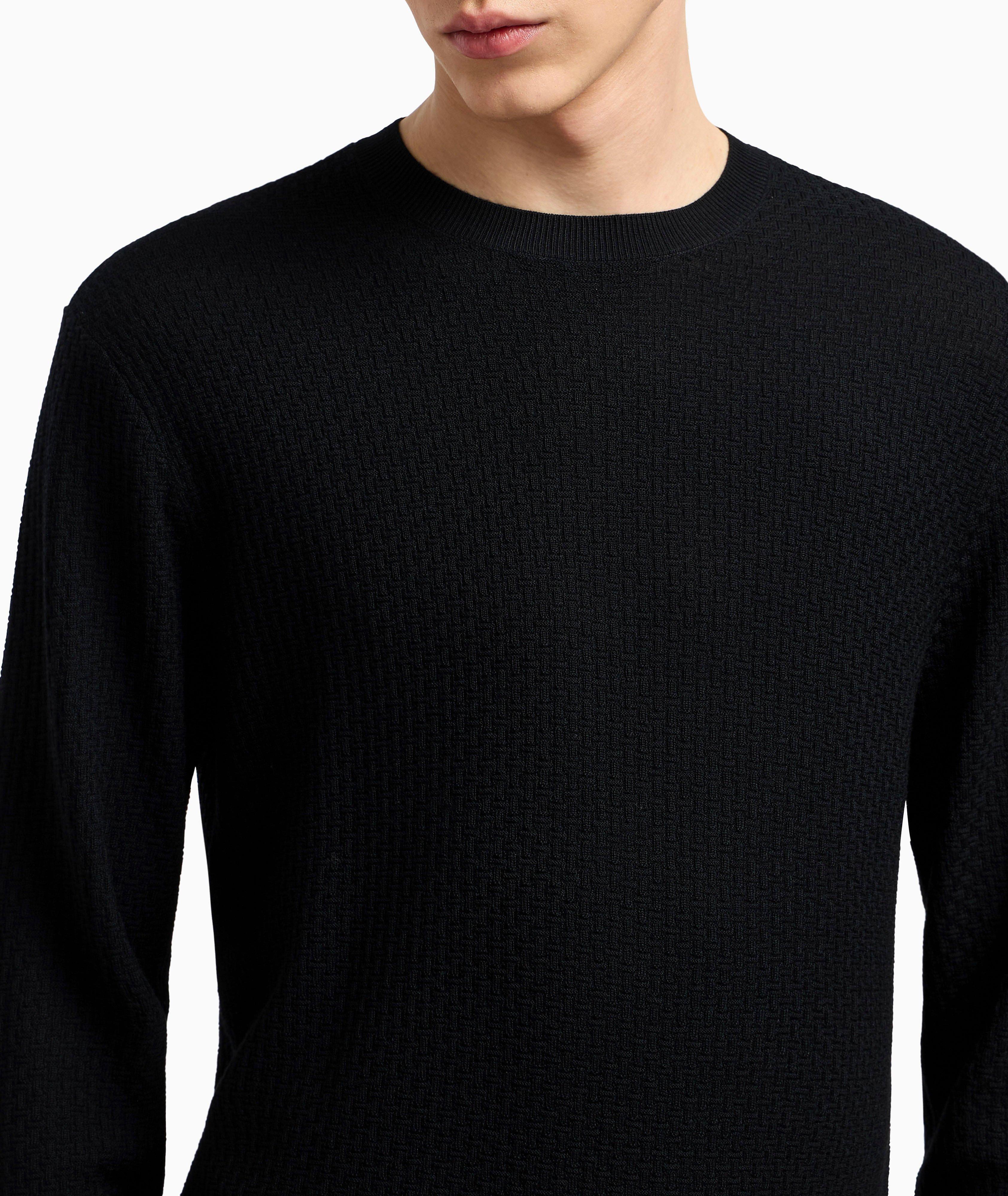 Geometric Virgin Wool Crewneck Sweater image 3