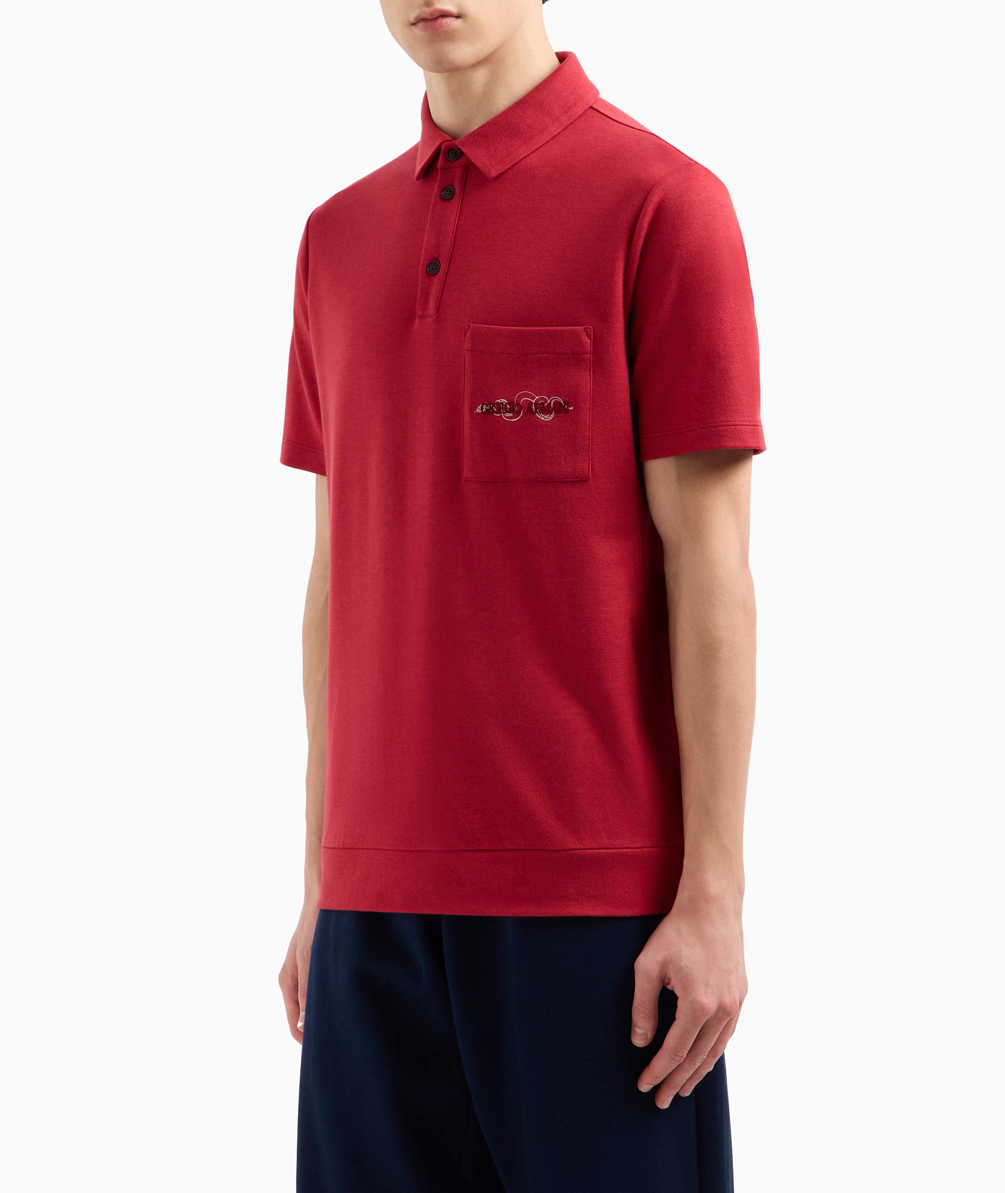 Logo & Snake Cotton-Silk-Cashmere Polo image 1