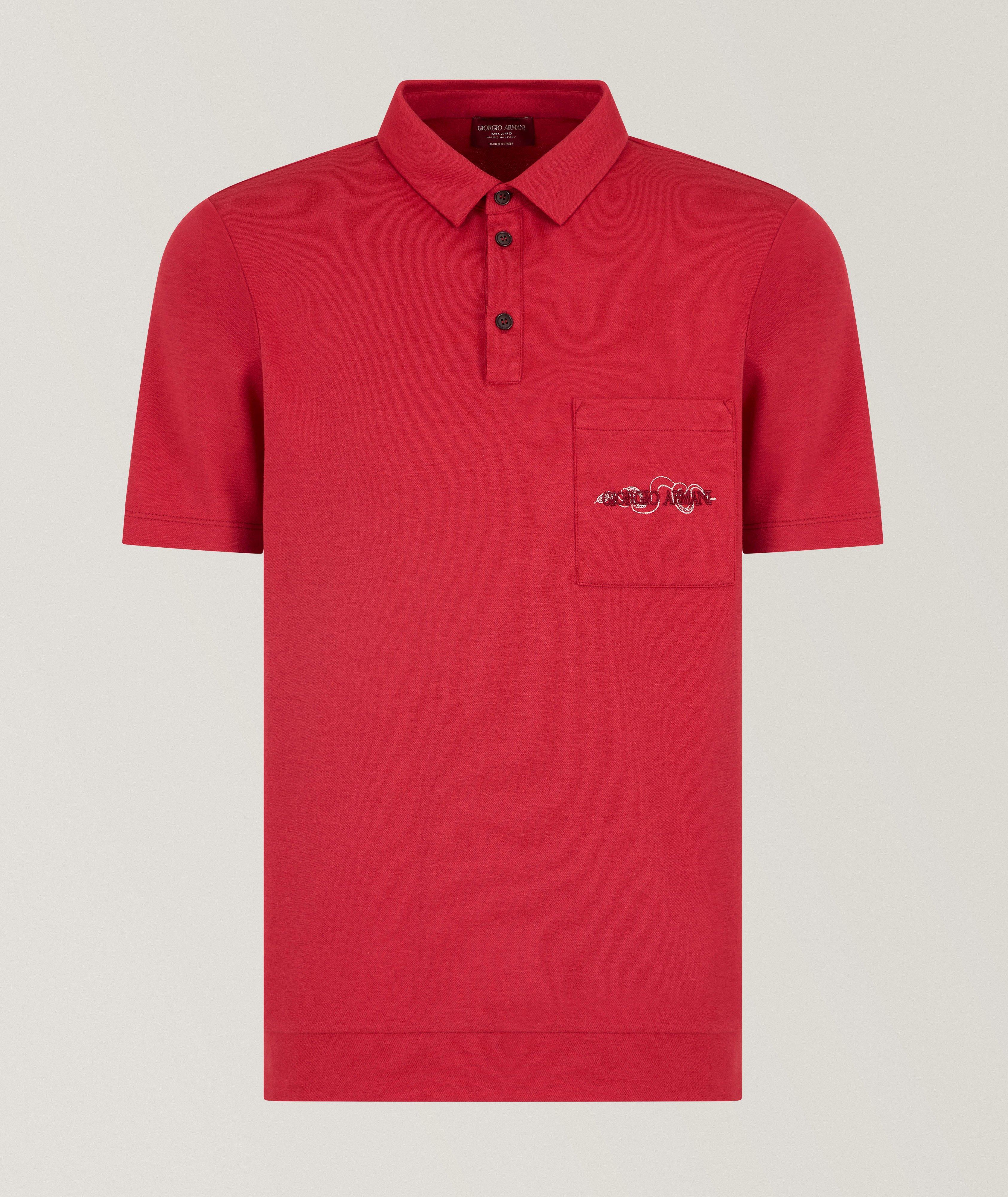 Logo & Snake Cotton-Silk-Cashmere Polo image 0