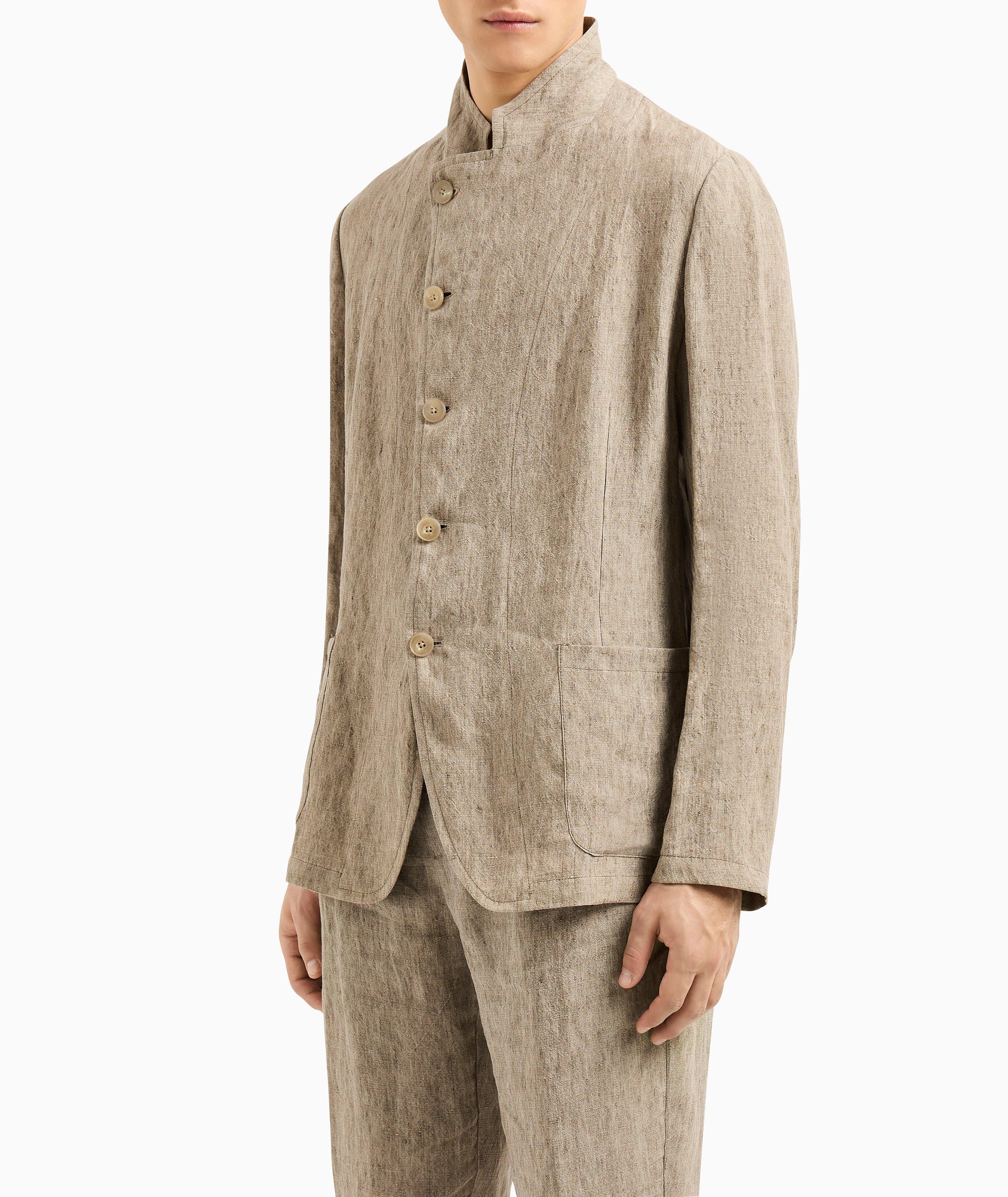 Guru-Collar Asymmetric Linen Jacket image 1