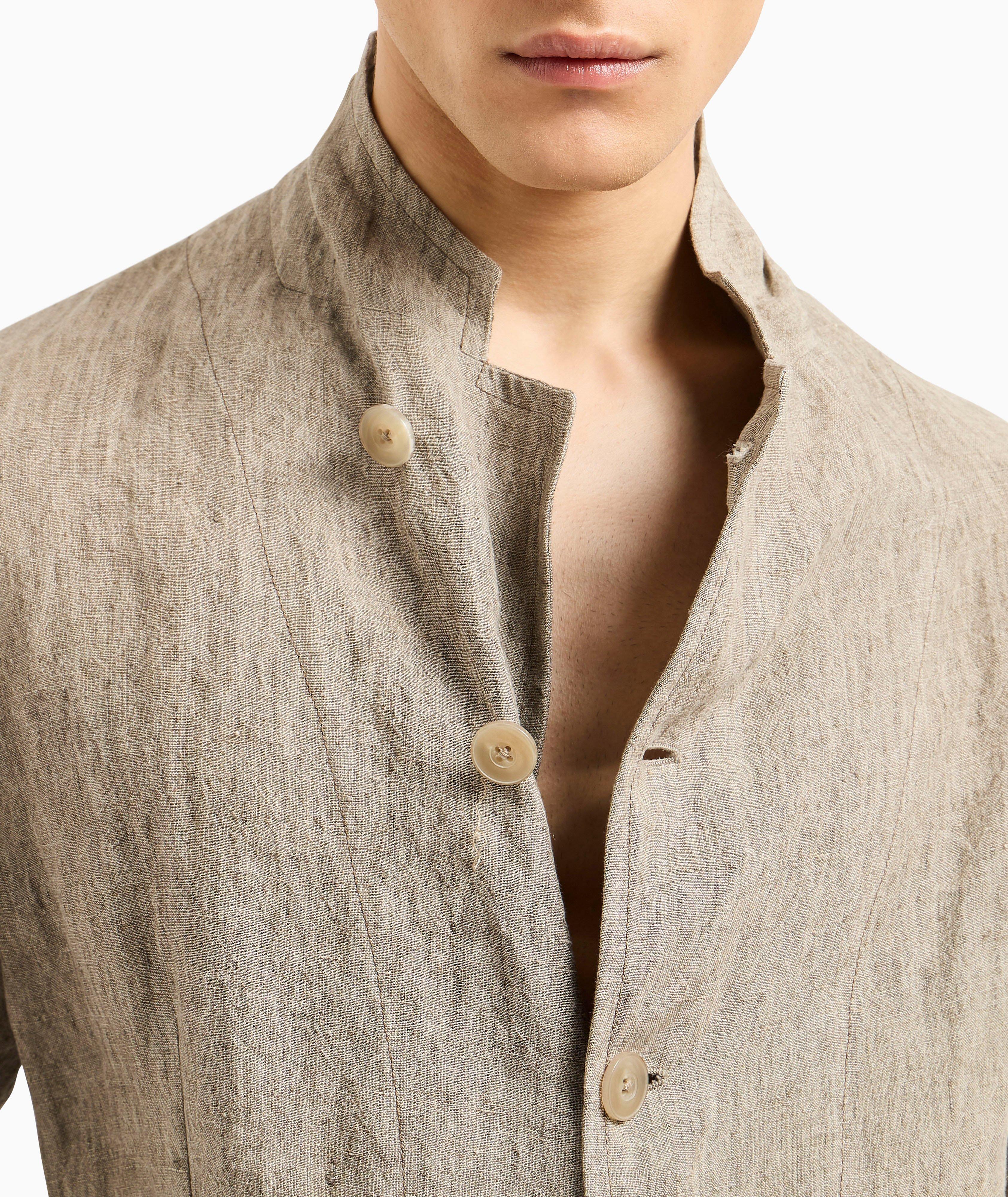 Guru-Collar Asymmetric Linen Jacket image 3