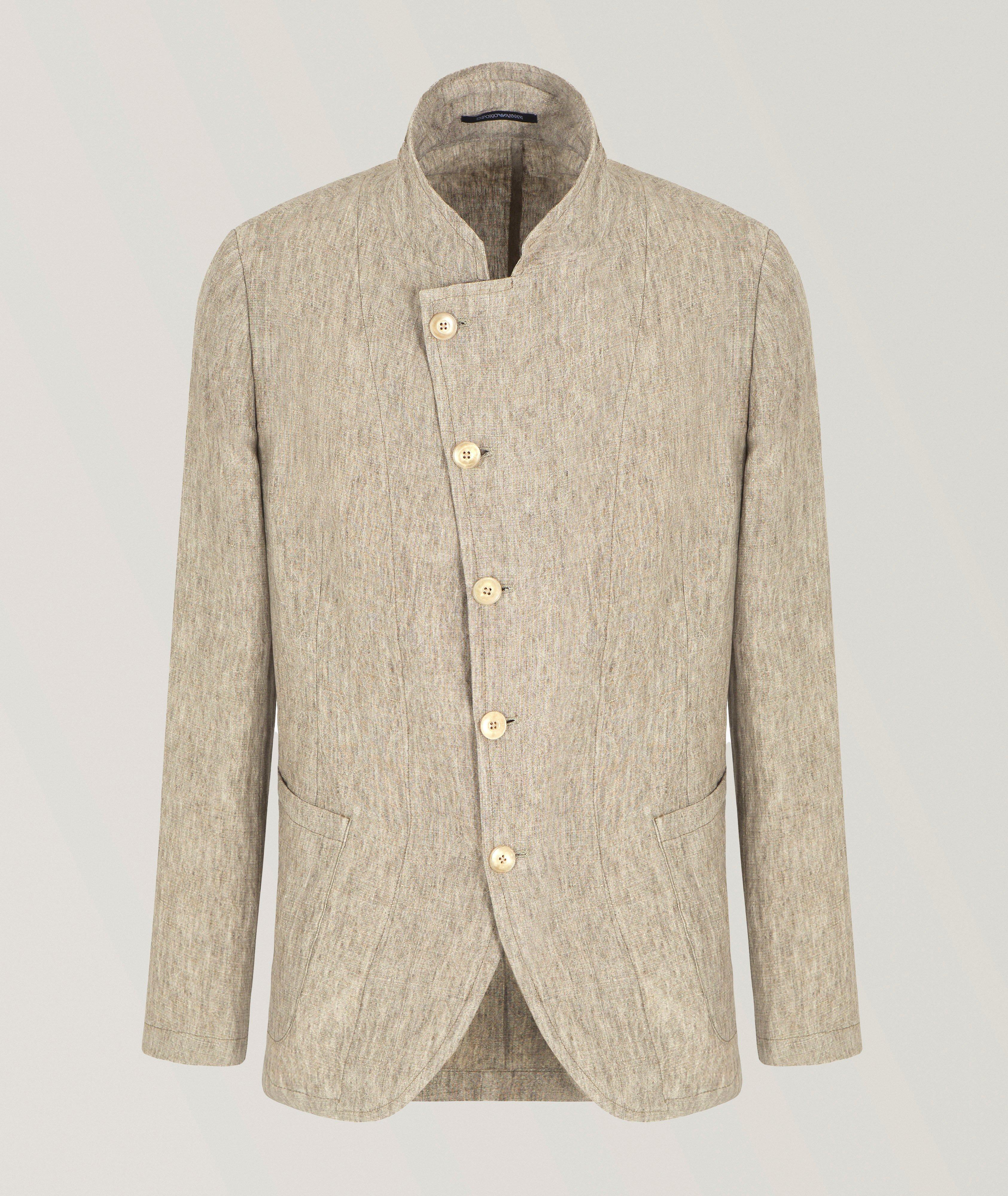 Guru-Collar Asymmetric Linen Jacket image 0