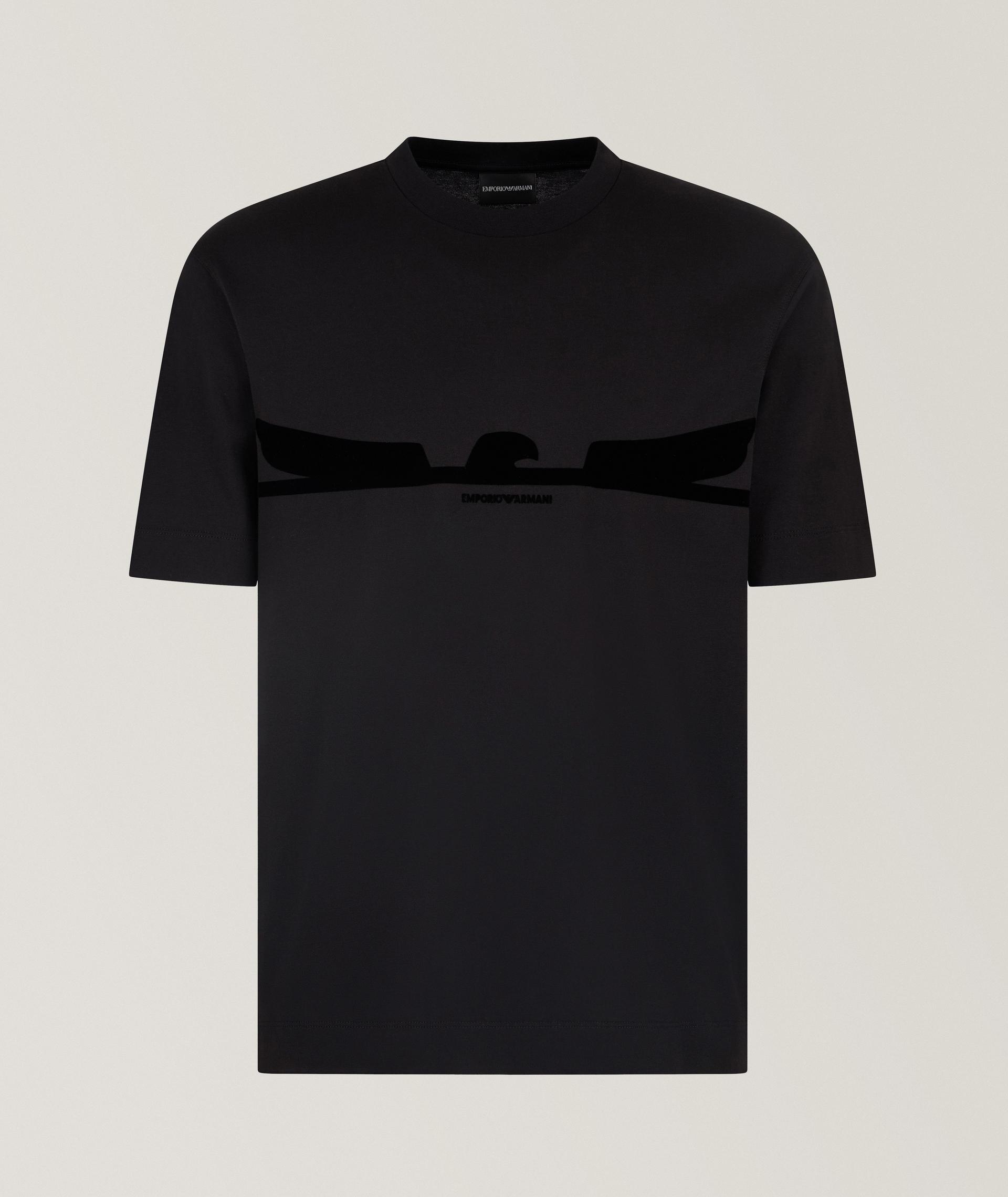 Flocked Eagle Cotton Crewneck T-Shirt image 0