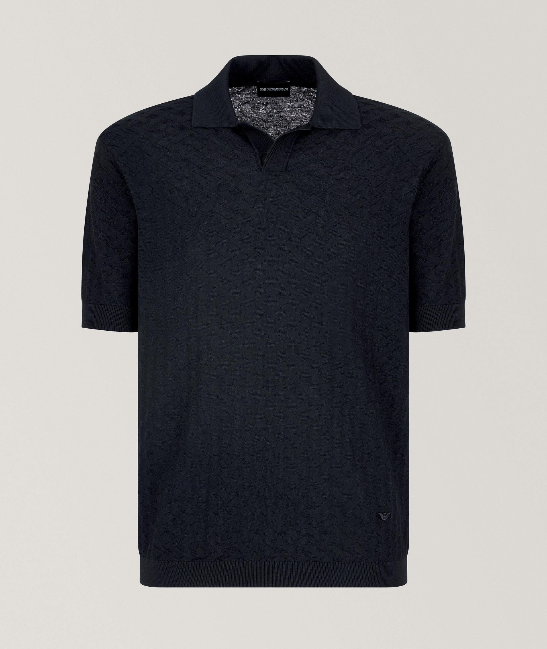 Basketweave Virgin Wool Knit Polo image 0