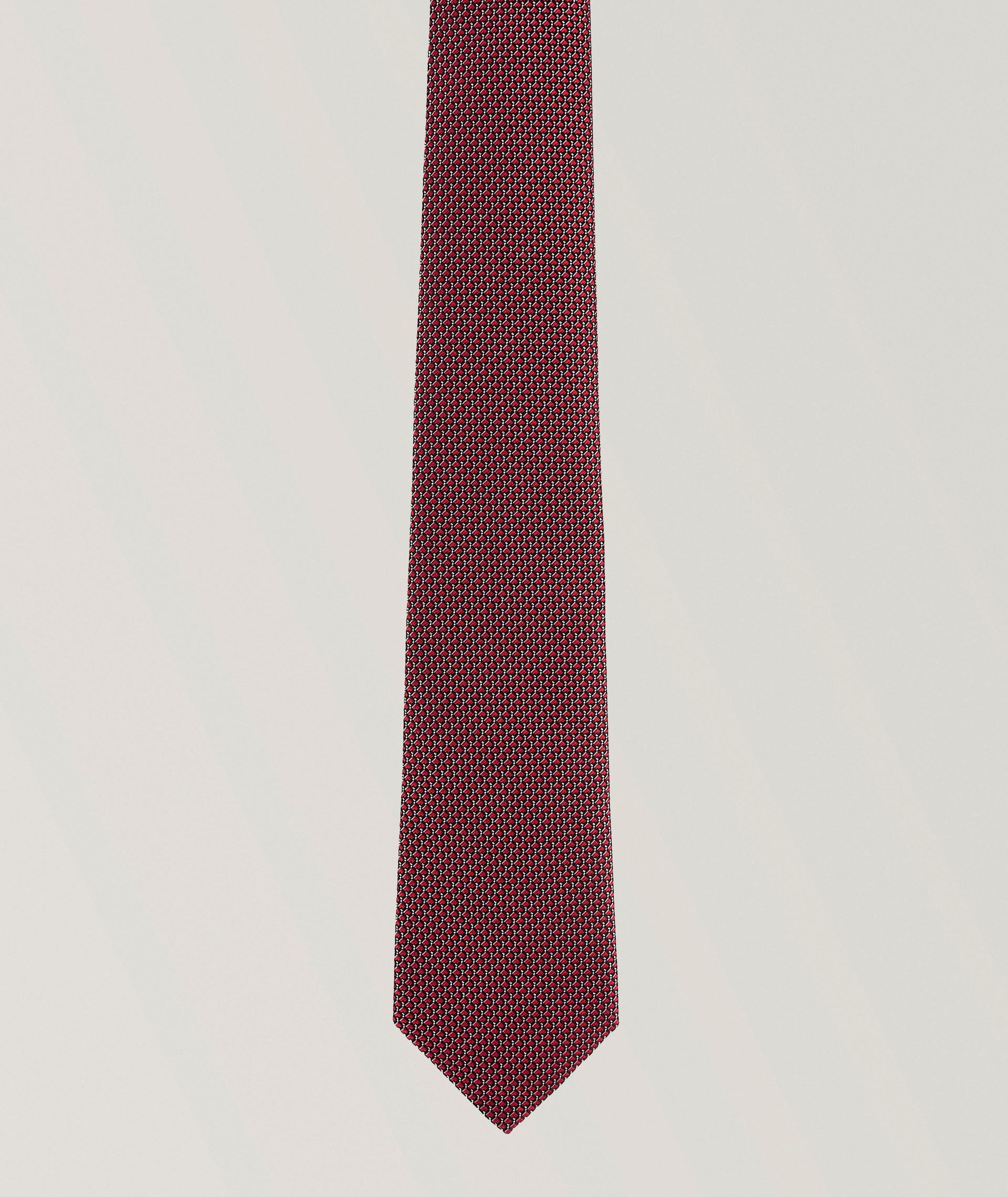 Geometric Jacquard Silk Tie image 0