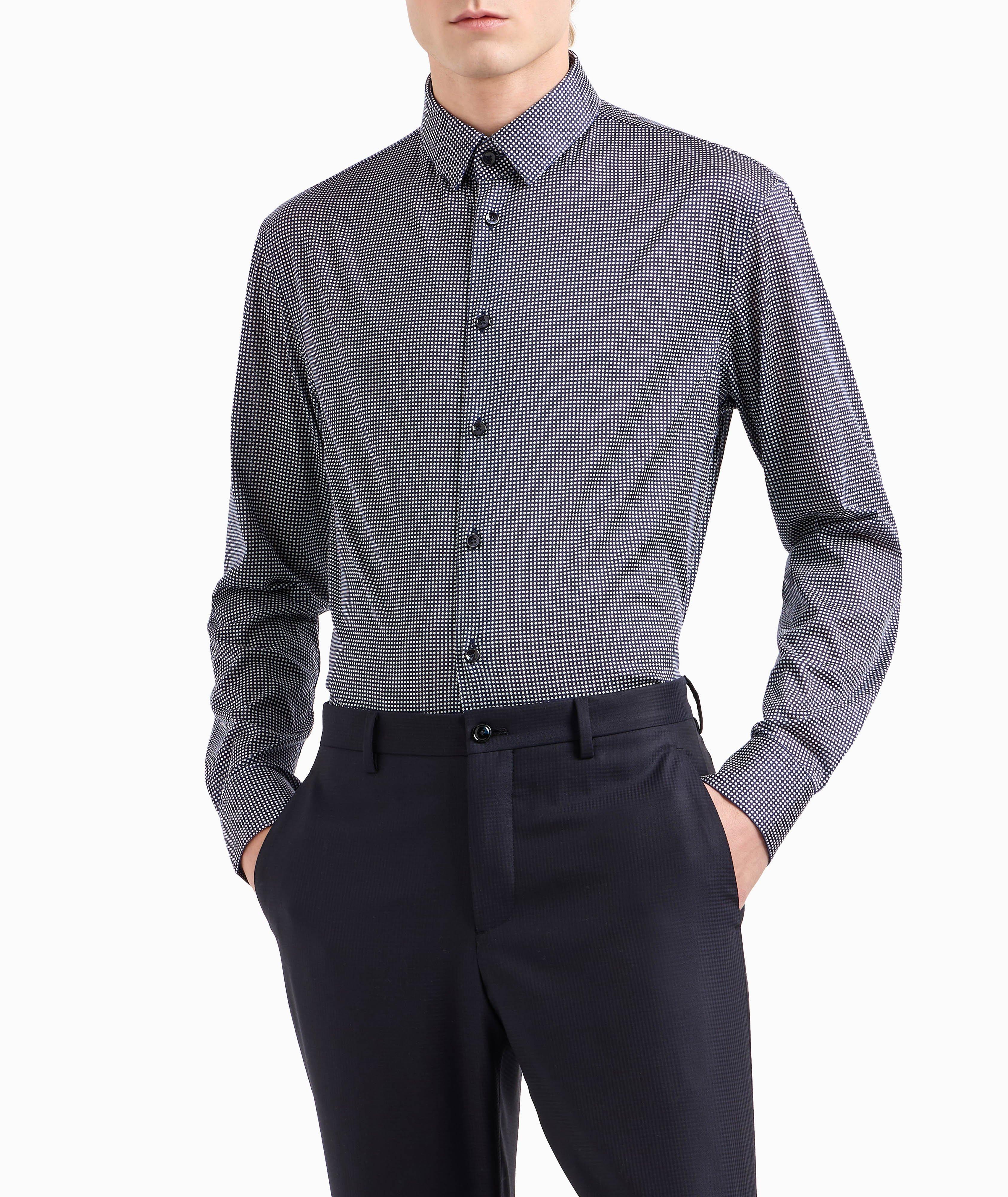 Micro-Check Cotton Dress Shirt image 1