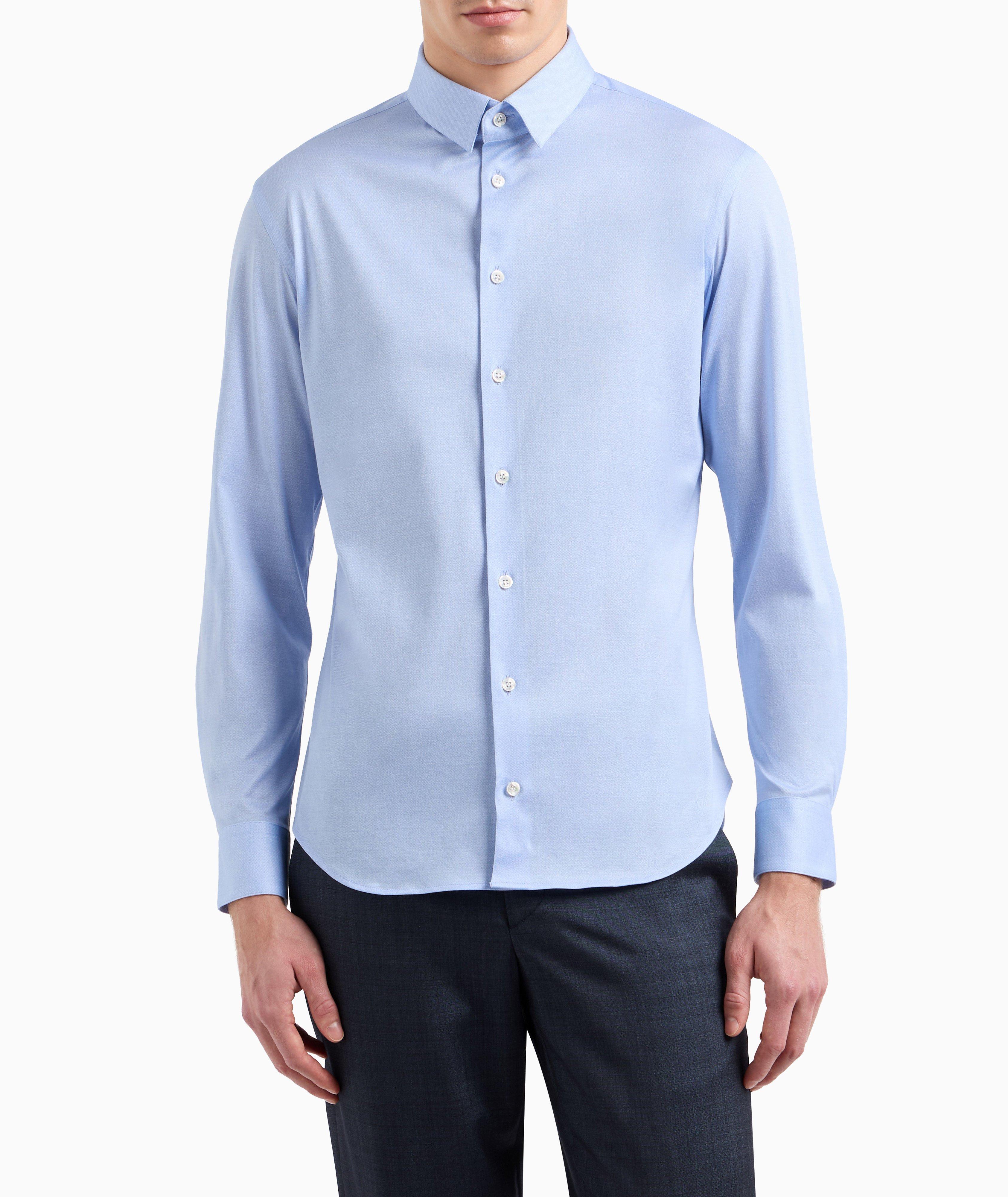 Slim-Fit Cotton Jersey Dress Shirt image 1