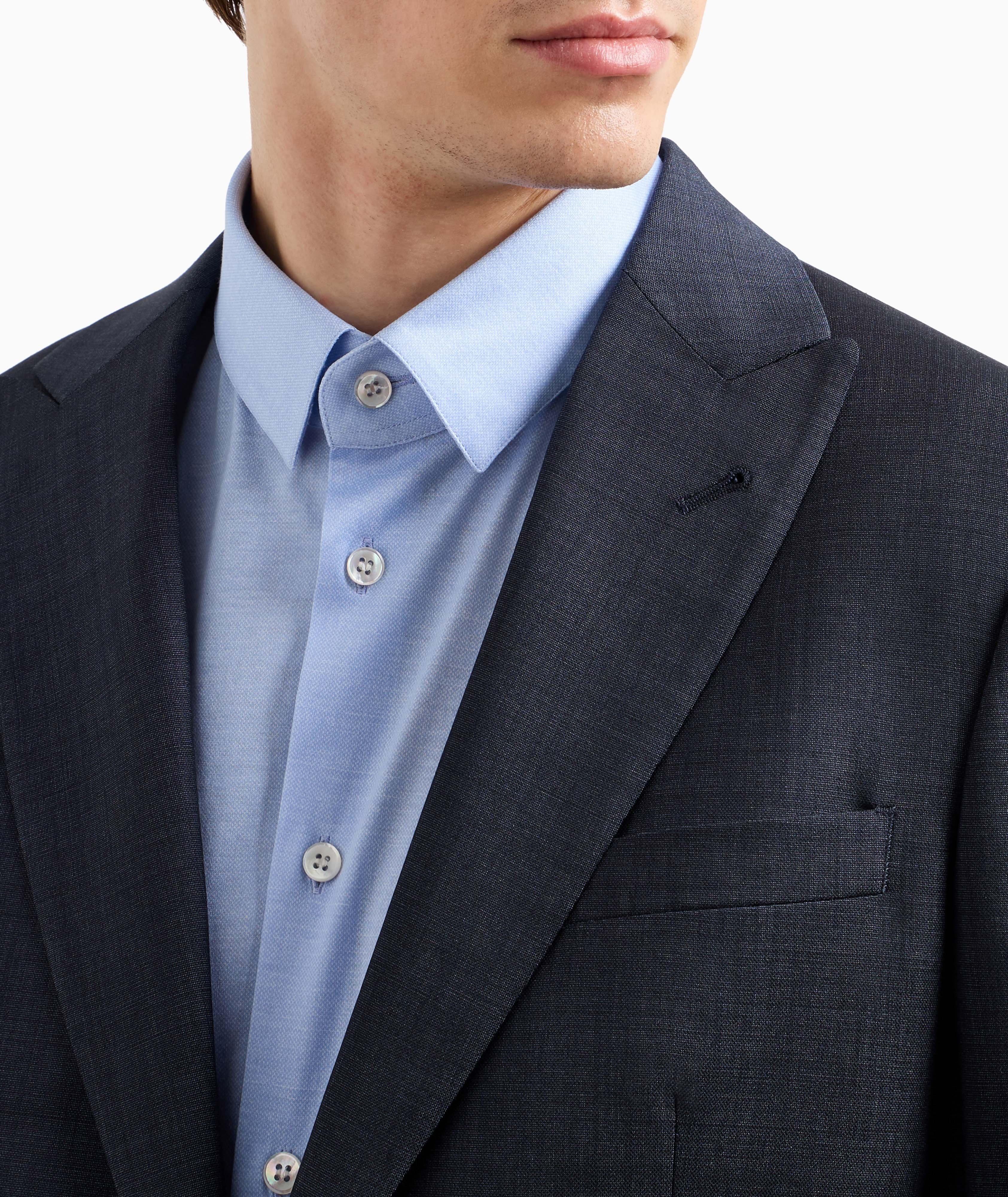 Soho Wool-Silk Chambray-Effect Suit  image 1