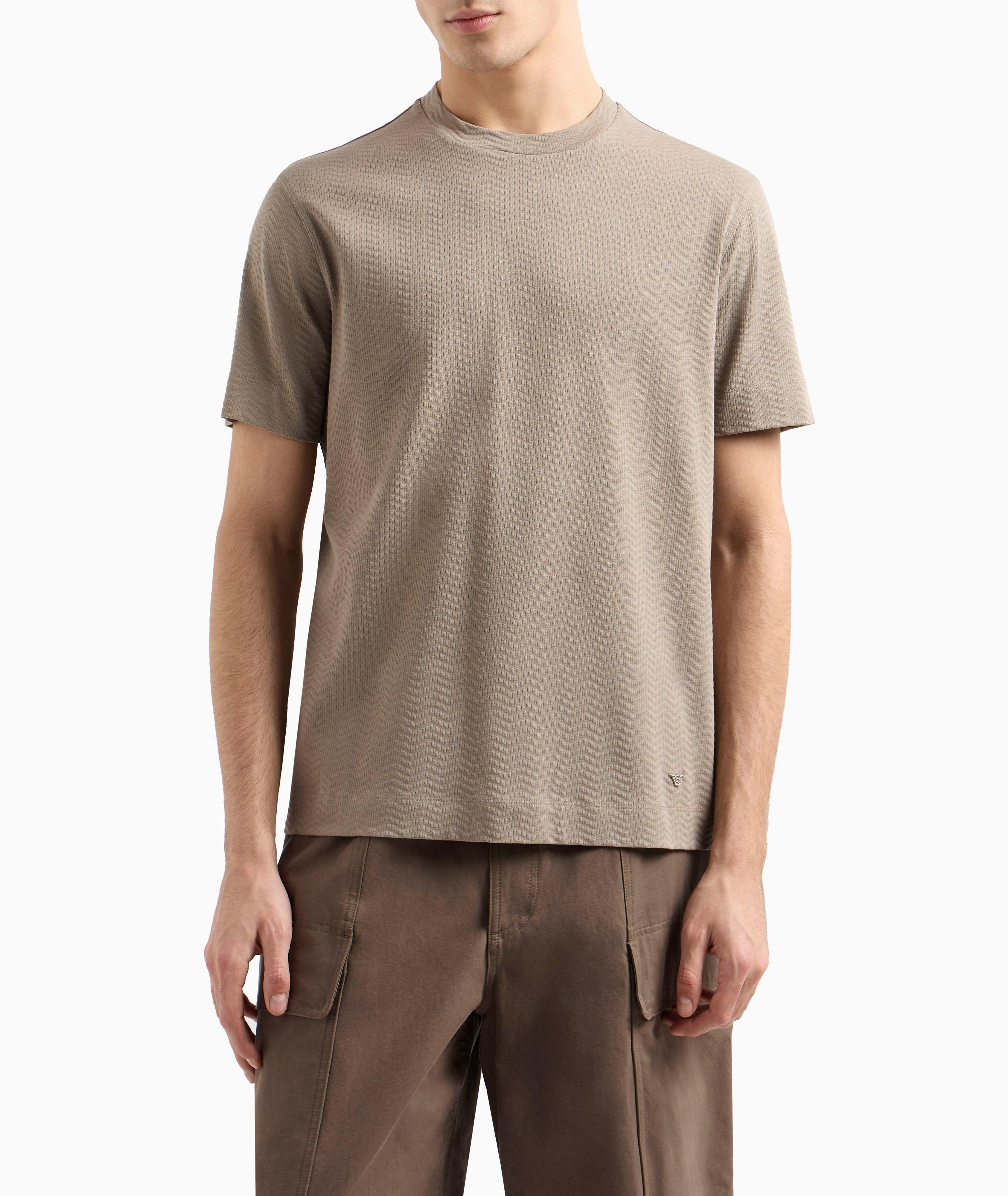 Textured Jacquard Cotton Jersey T-Shirt  image 1