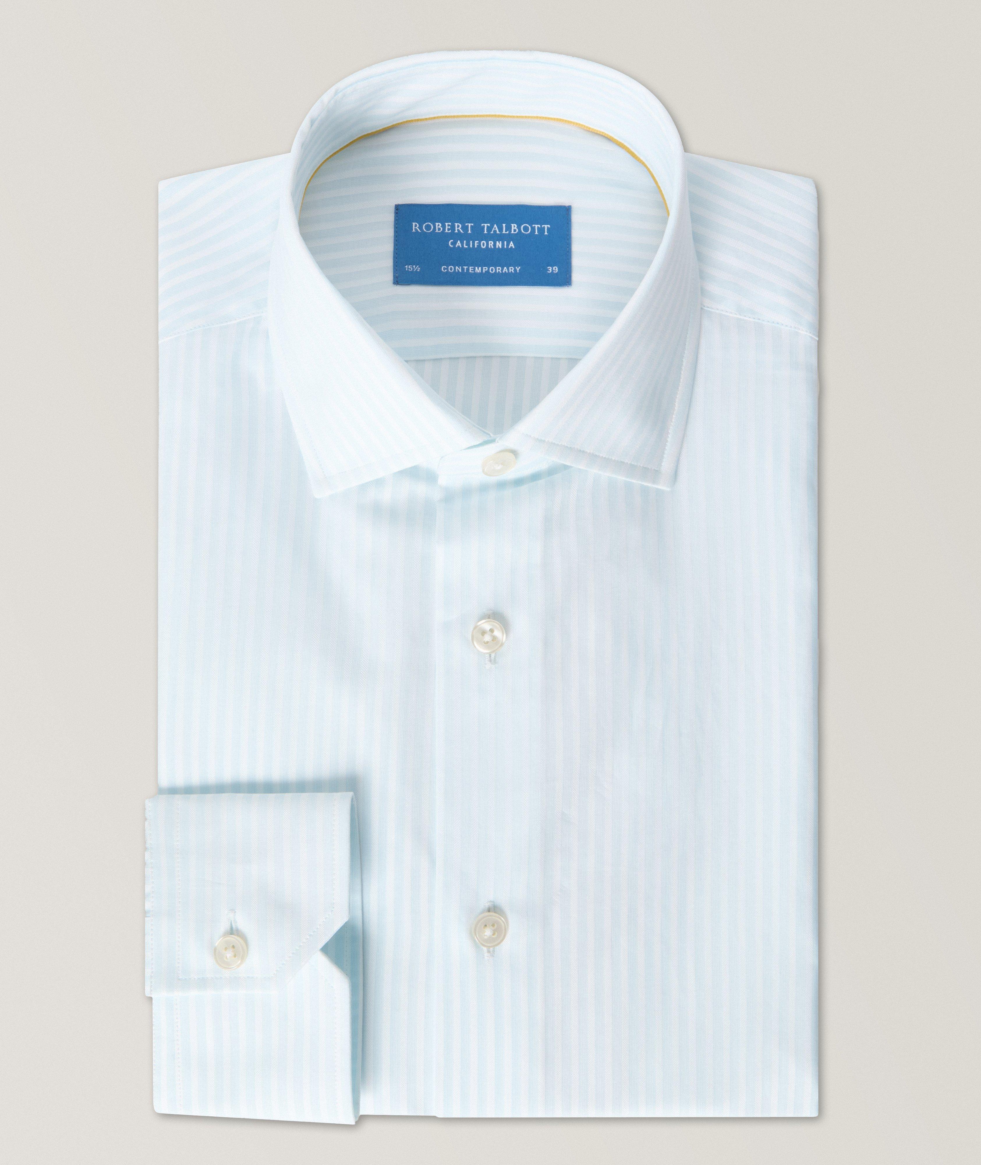 END ON END STRIPE PALE AQUA REYNOLDS CONTEMPORARY SHIRT image 0