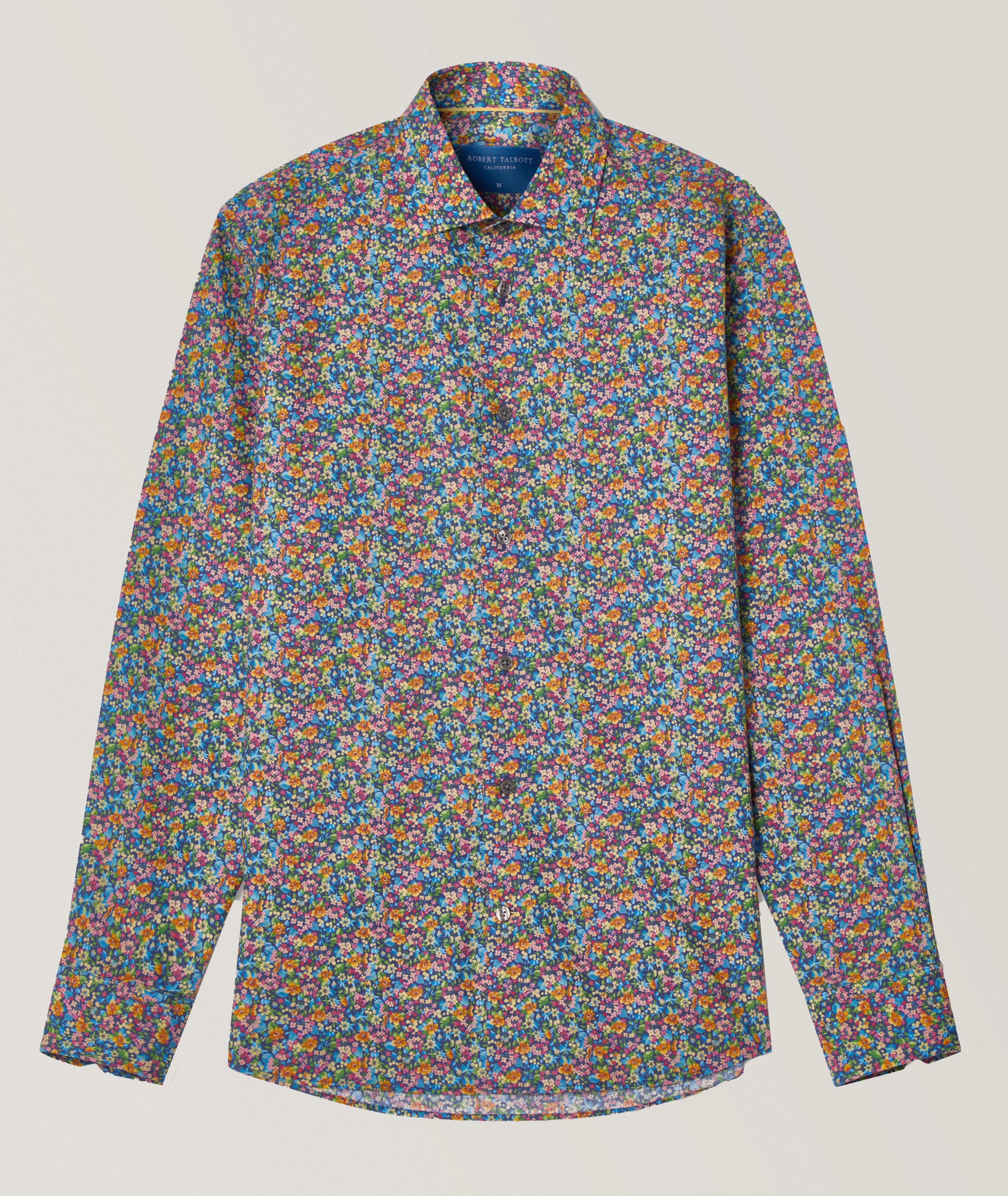 SPRING FLORAL PRINT NAVY MULTI REYNOLDS SPORT SHIRT image 0