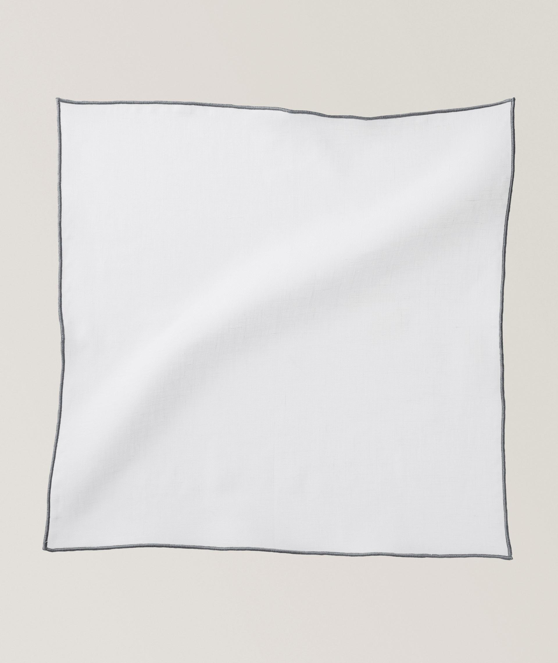 Contrast Trim Linen Pocket Square image 0