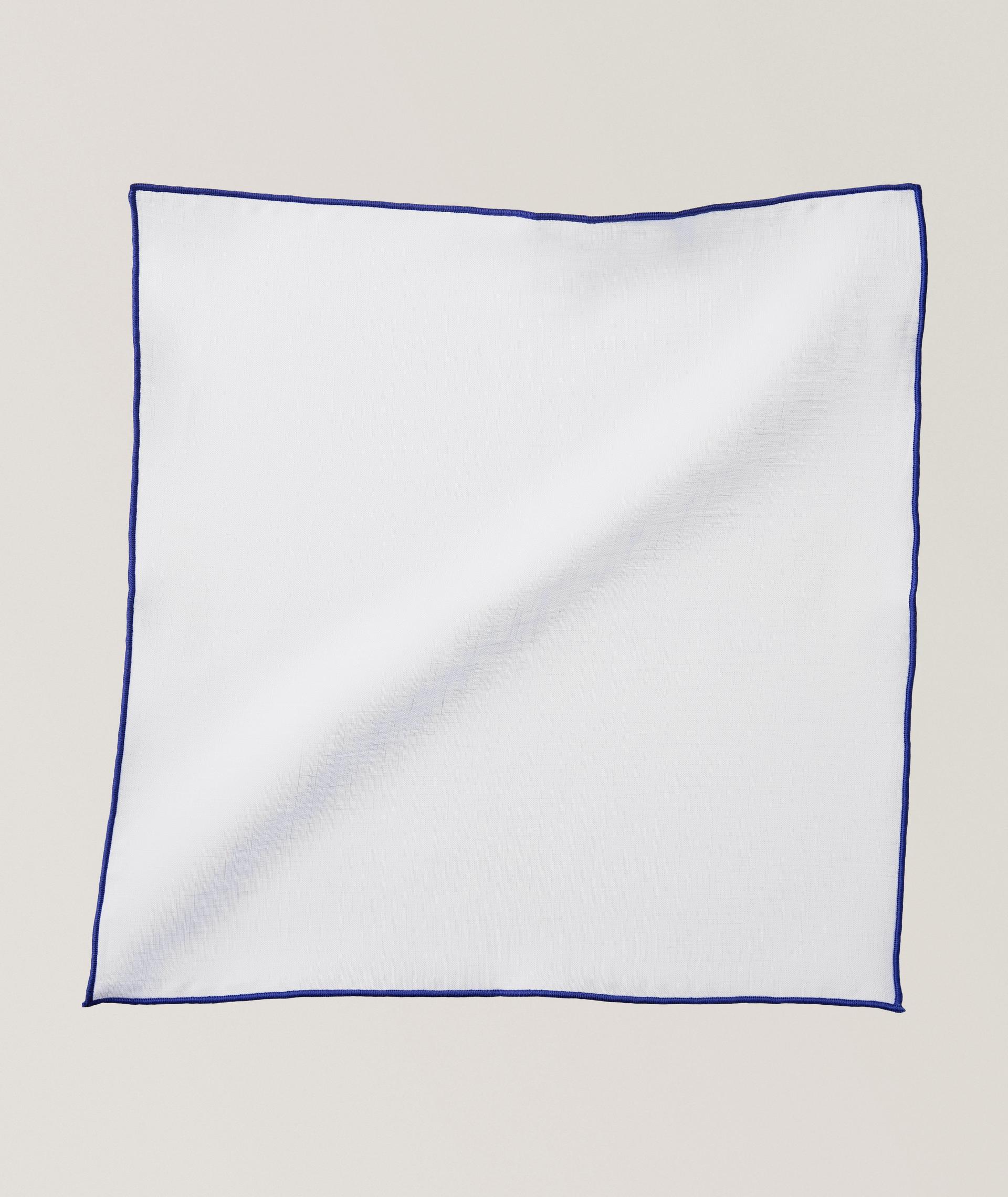 Contrast Trim Linen Pocket Square image 0