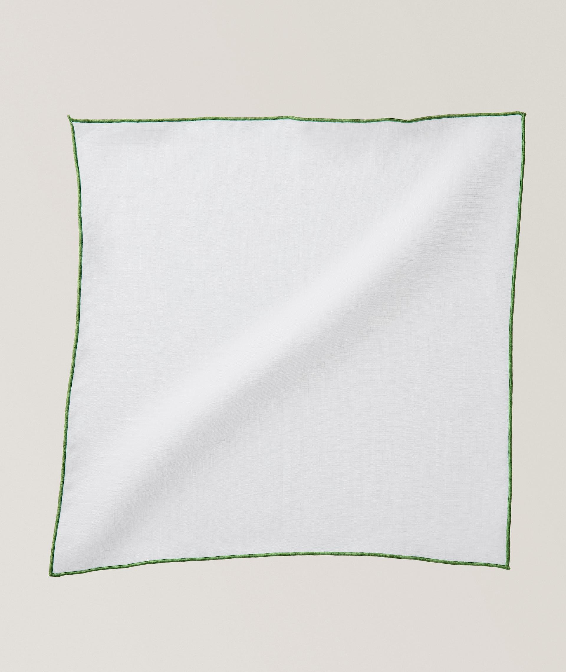 Contrast Trim Linen Pocket Square image 0