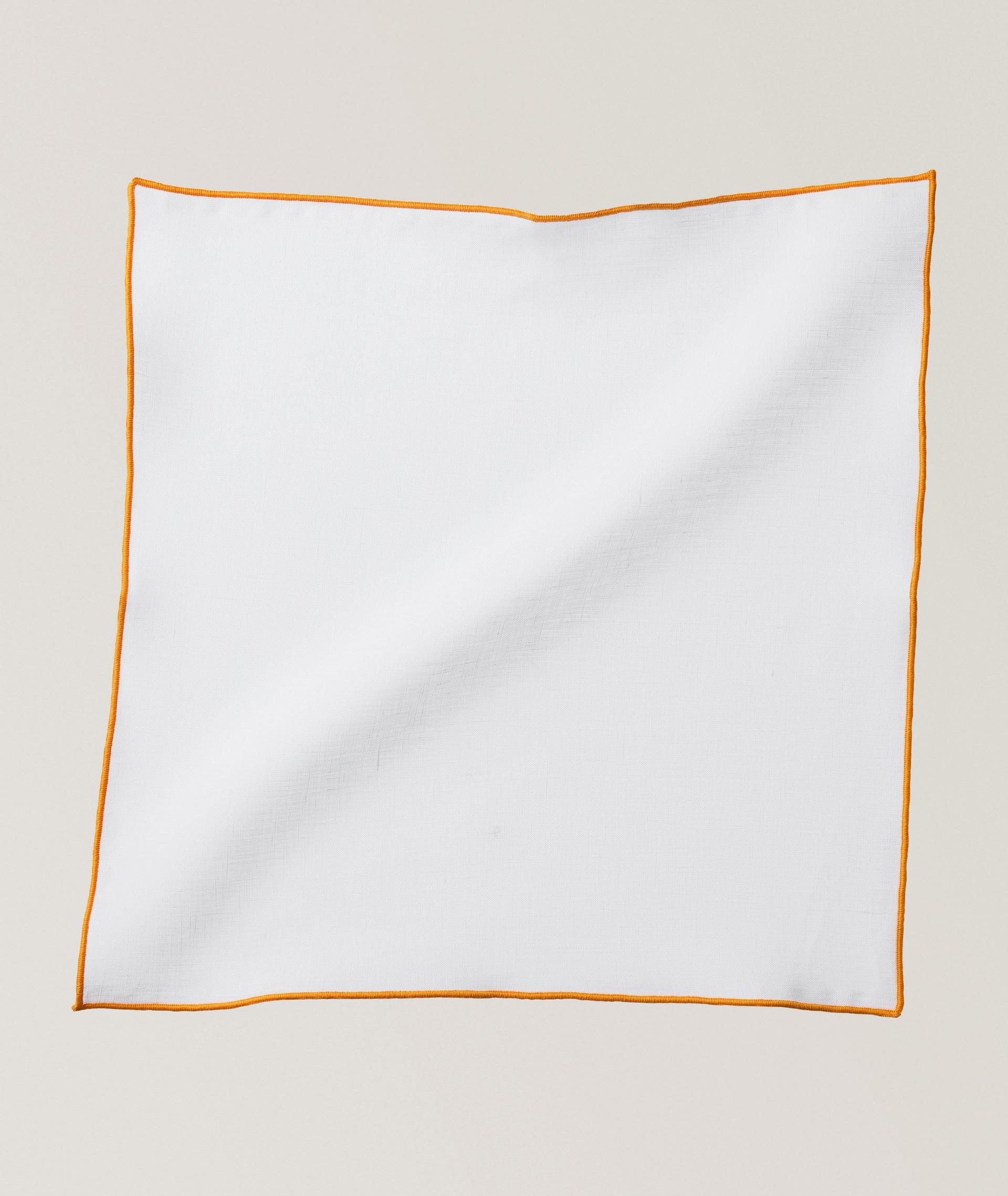 Contrast Trim Linen Pocket Square image 0