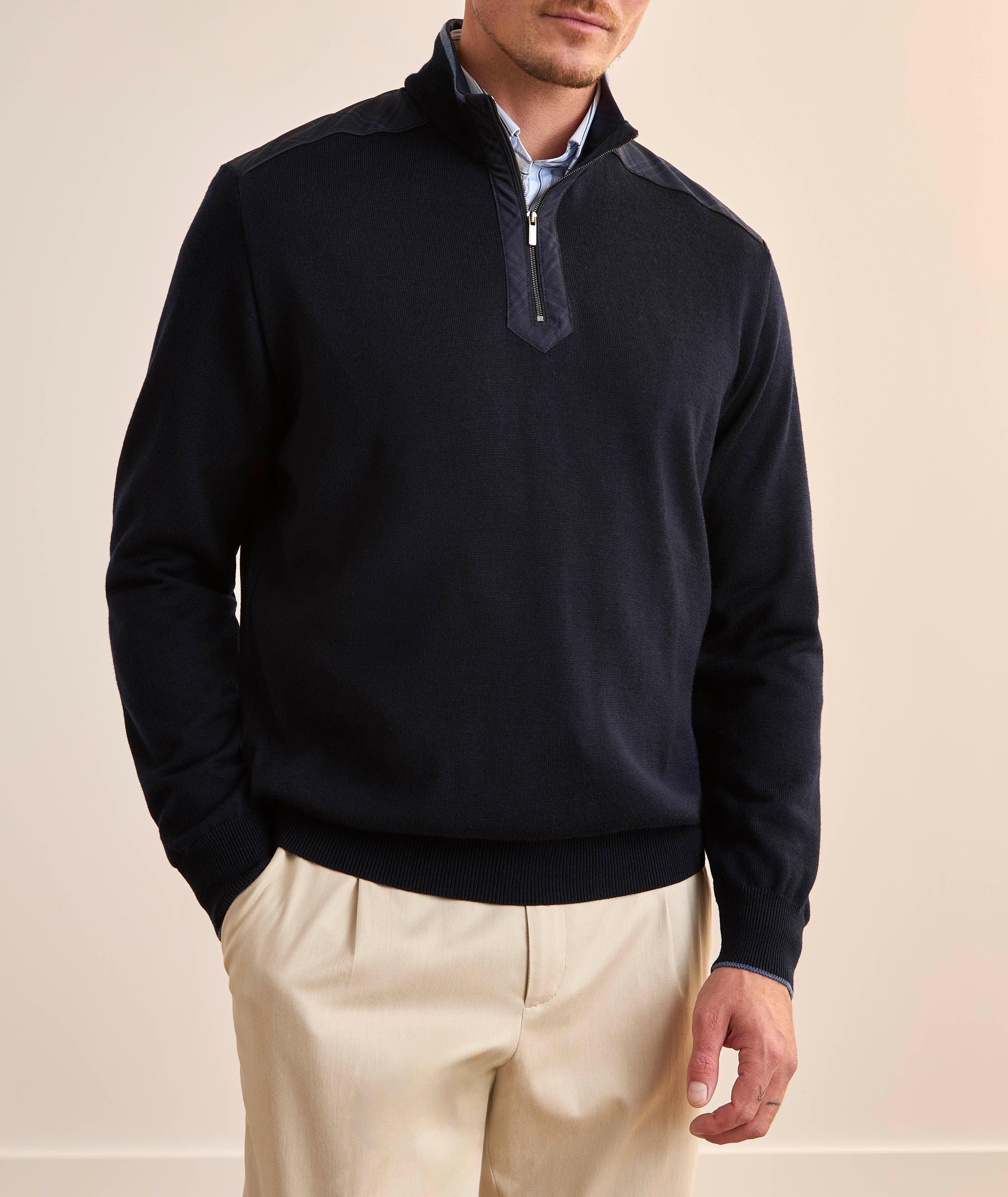 Tipped Virgin Wool Quarter-Zip Sweater image 1
