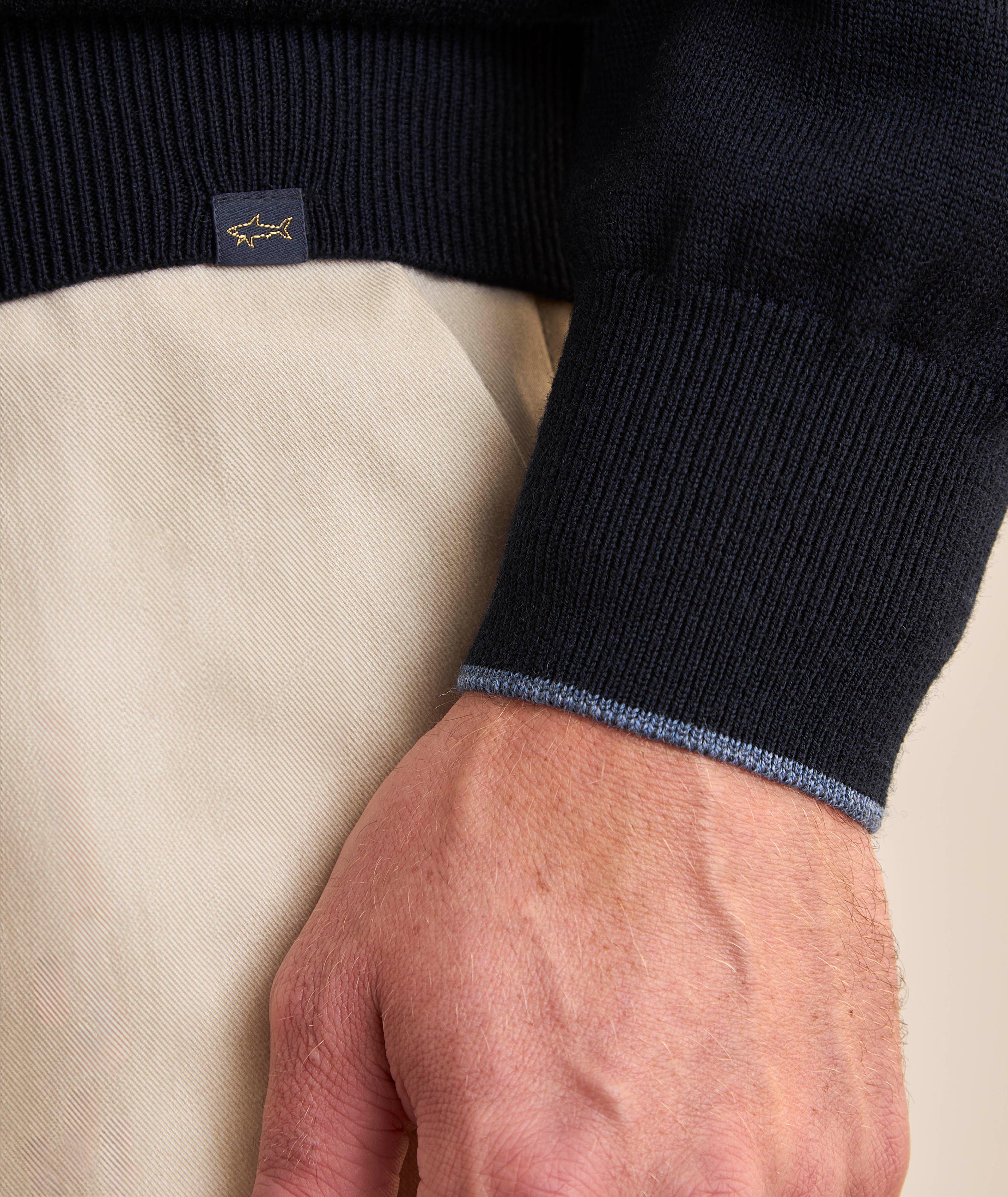 Tipped Virgin Wool Quarter-Zip Sweater image 3