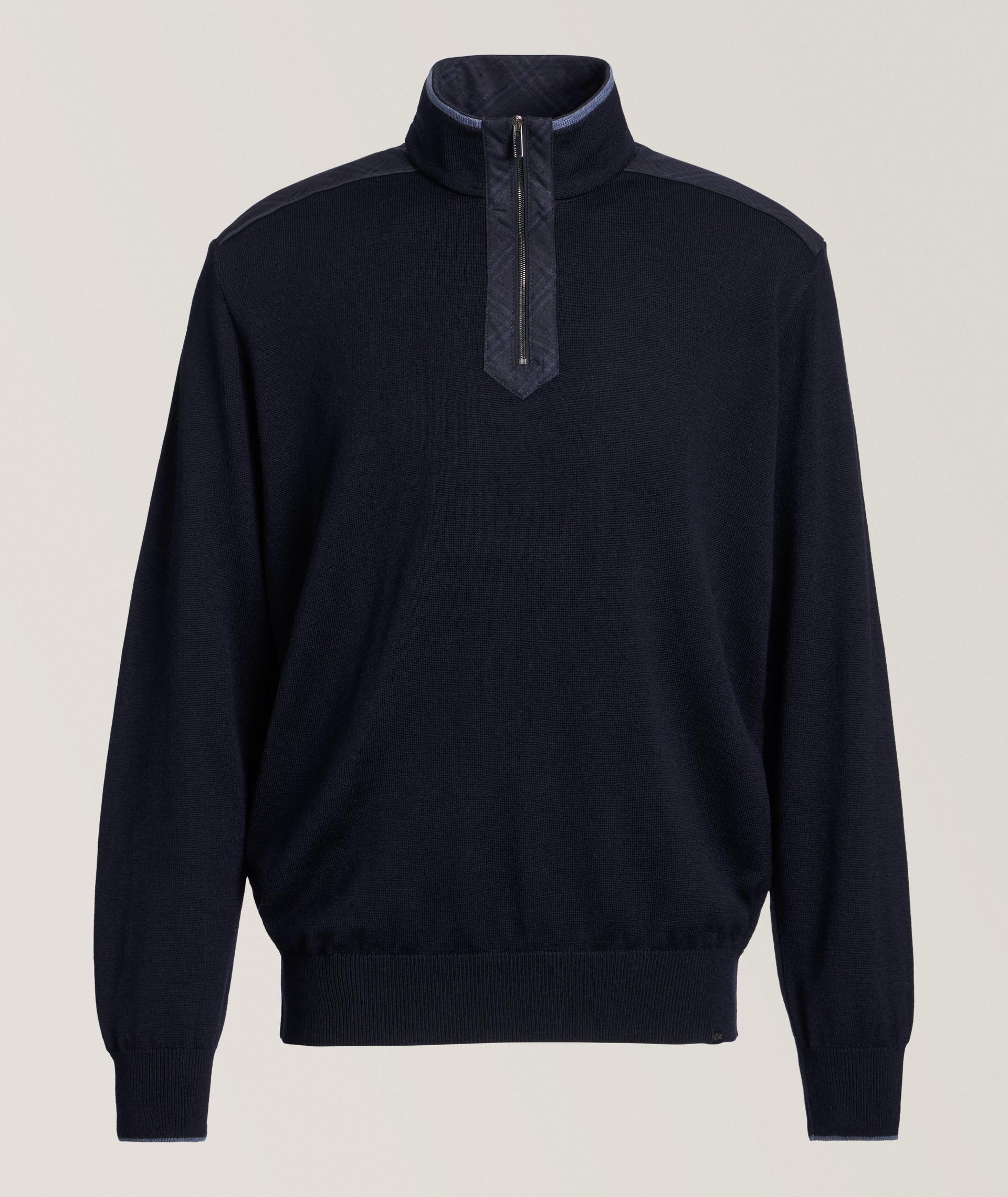 Tipped Virgin Wool Quarter-Zip Sweater image 0