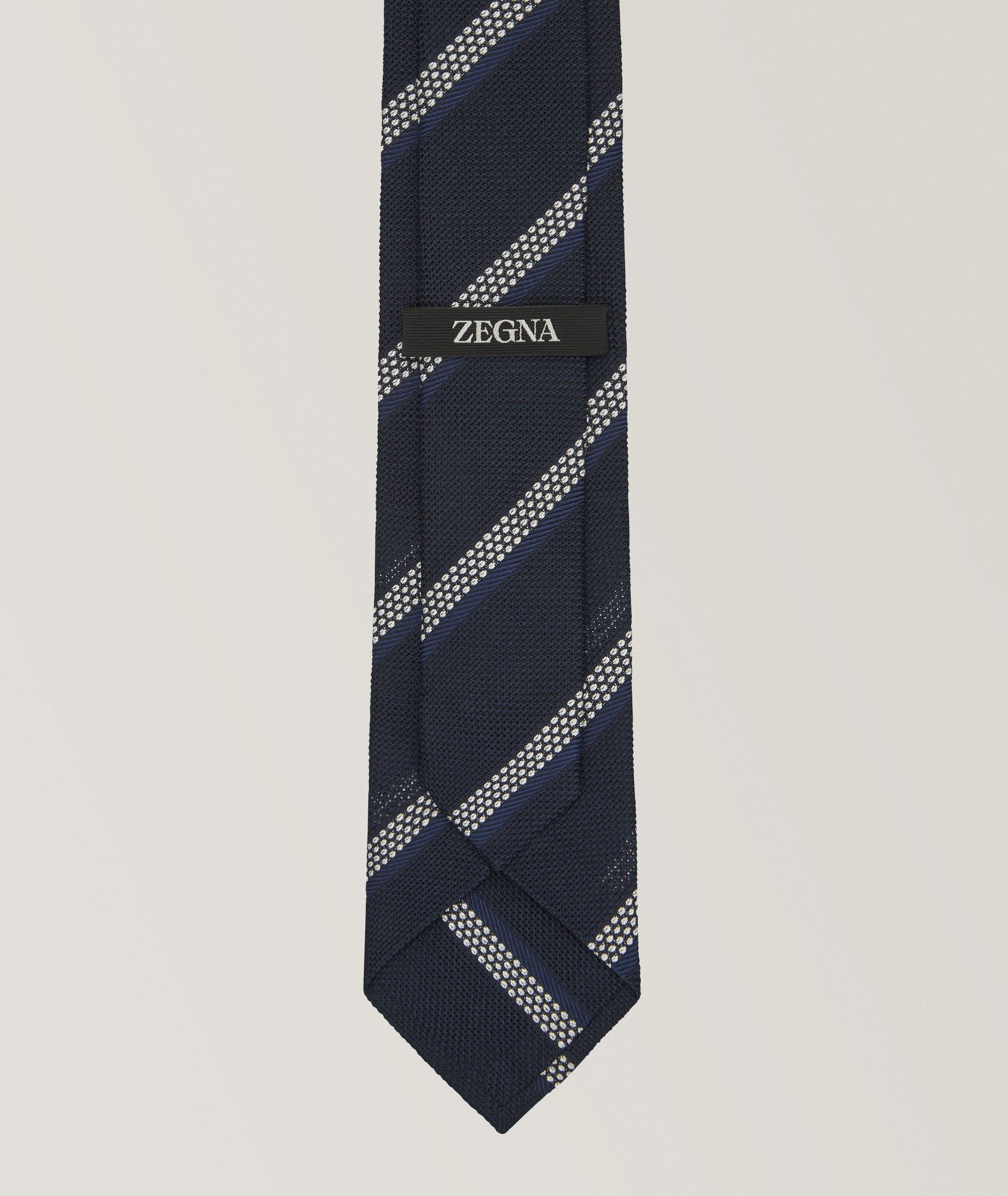 Diagonal Stripe Silk Tie image 1