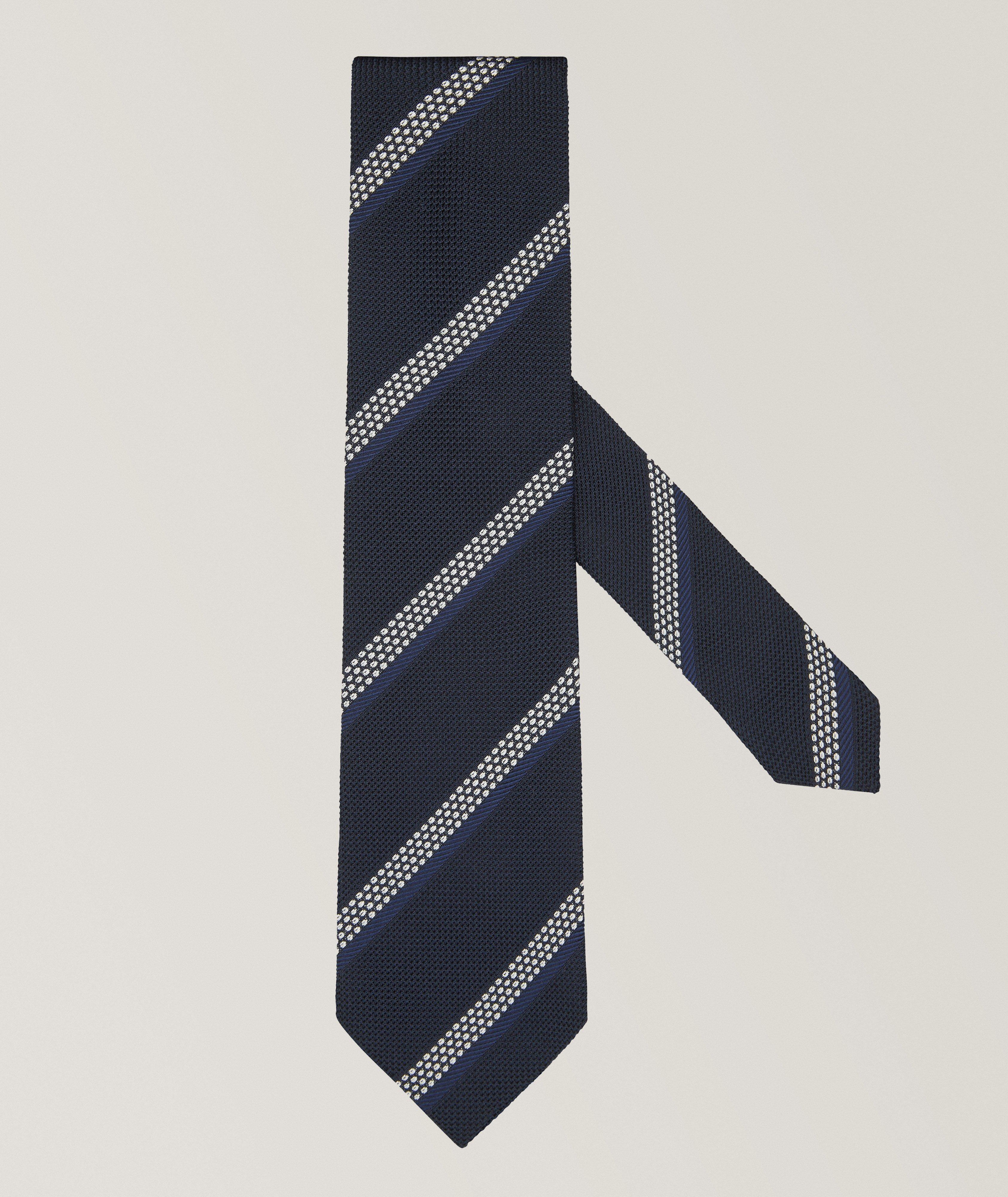 Diagonal Stripe Silk Tie image 0