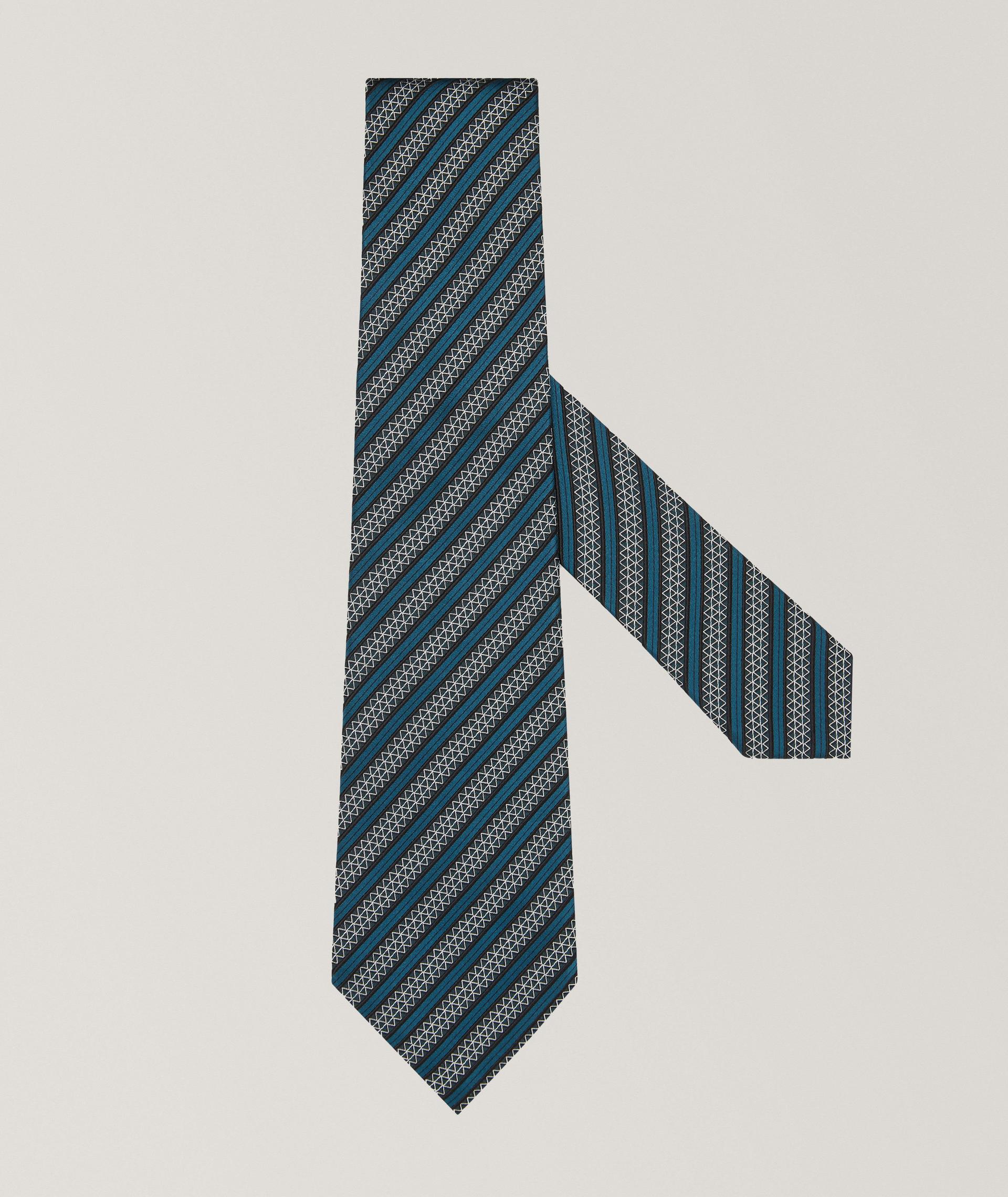 Diagonal Stripe Silk-Cotton Tie image 0