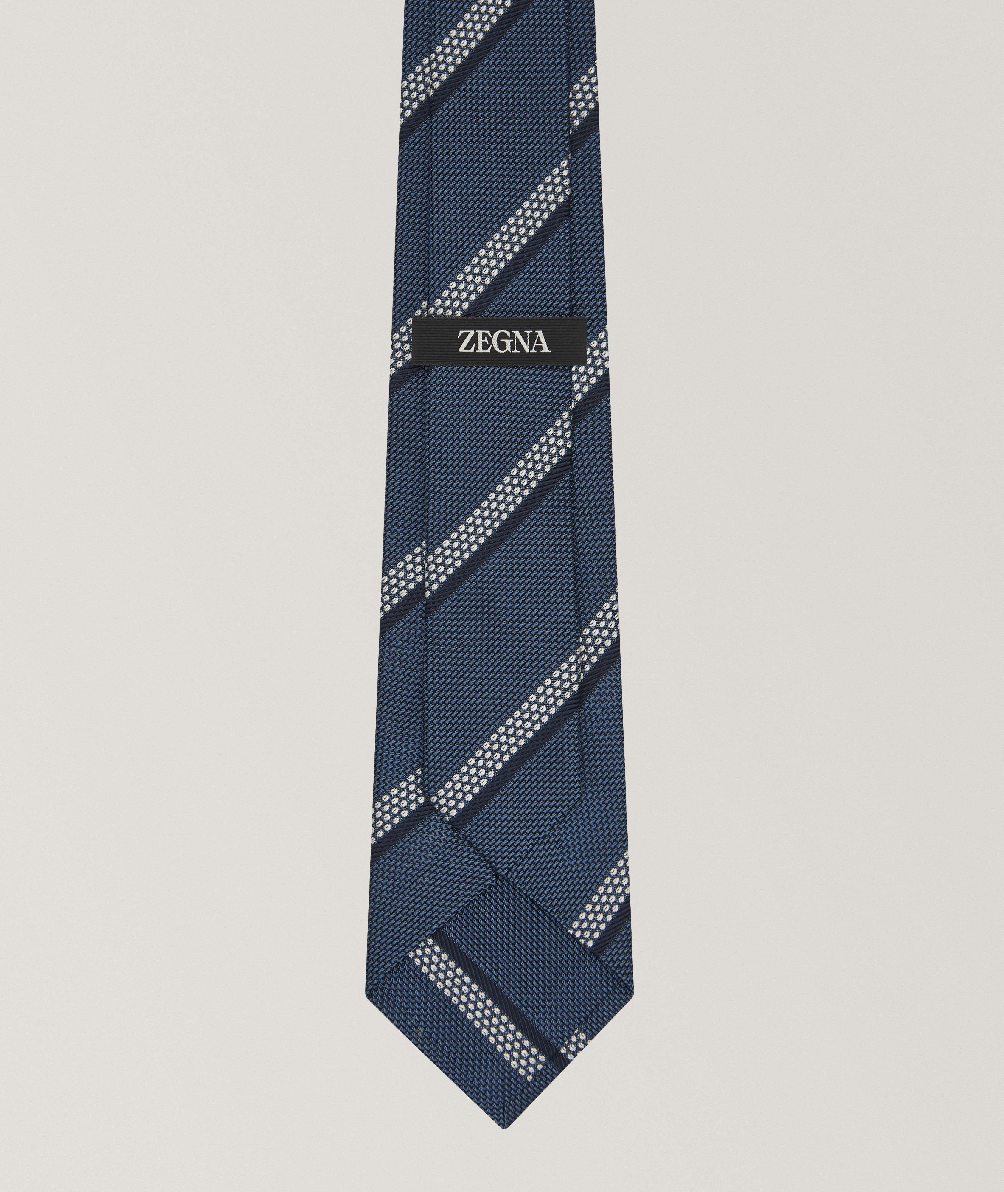 Diagonal Stripe Silk Tie image 1