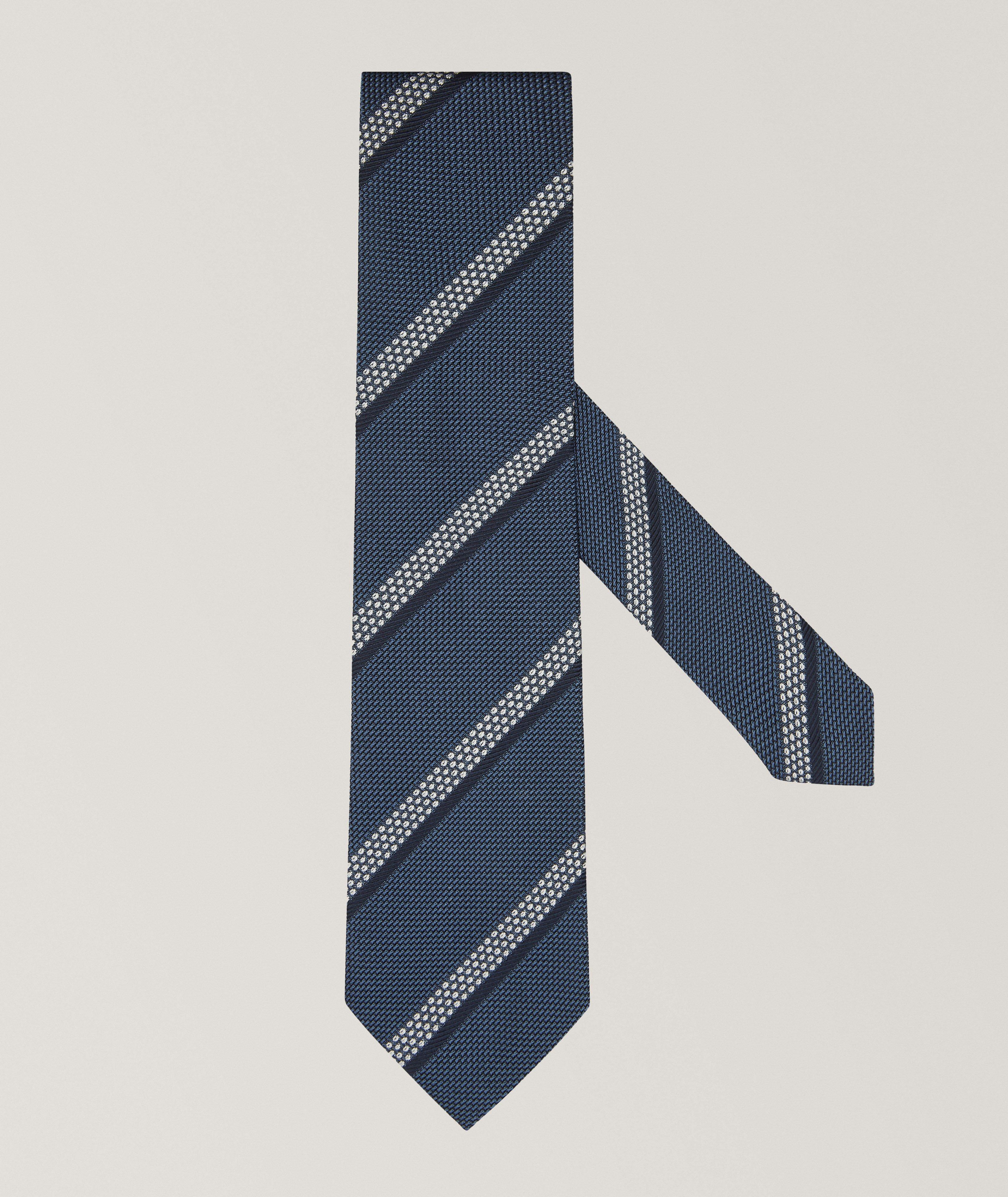 Diagonal Stripe Silk Tie image 0