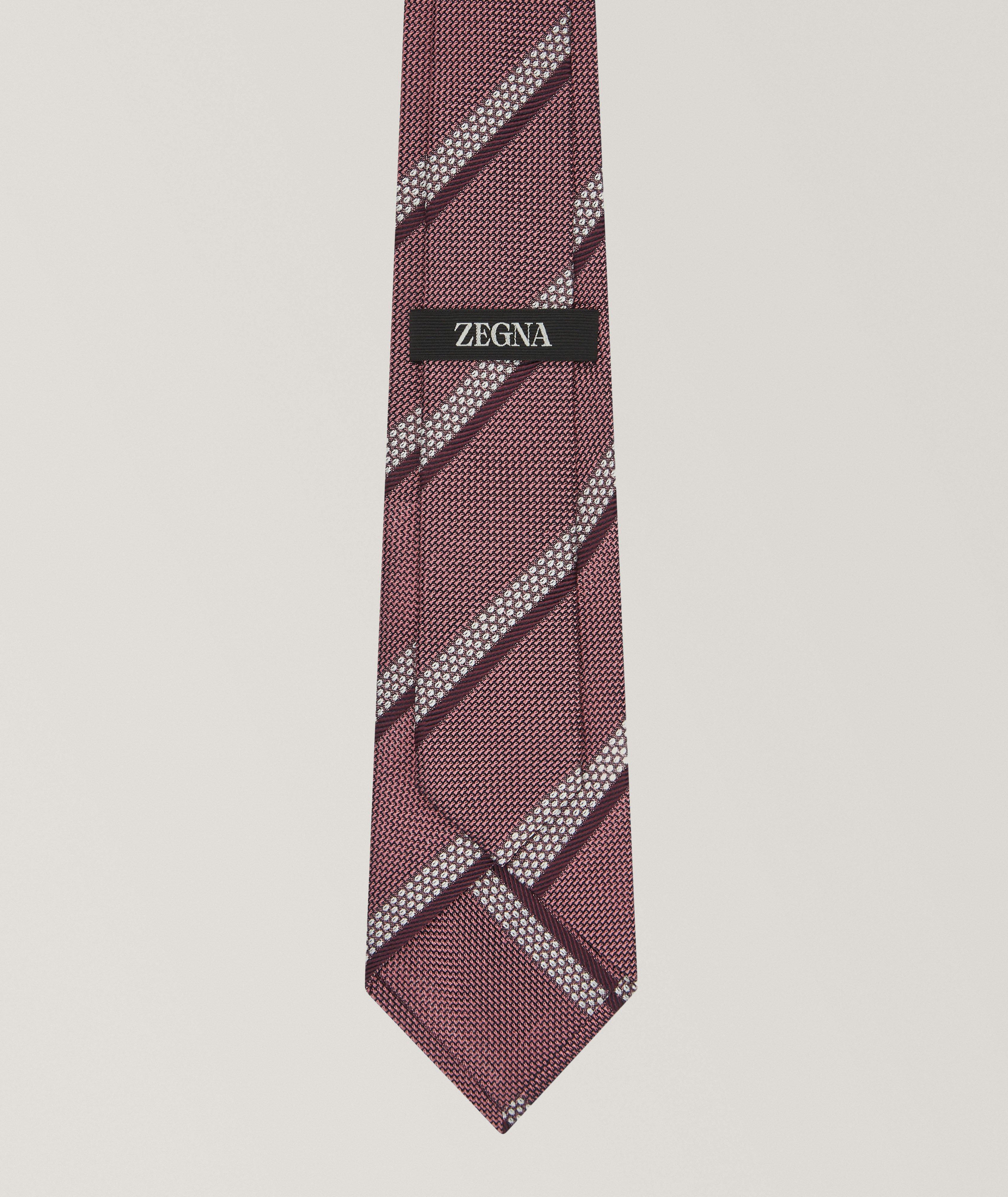 Diagonal Stripe Silk Tie image 1