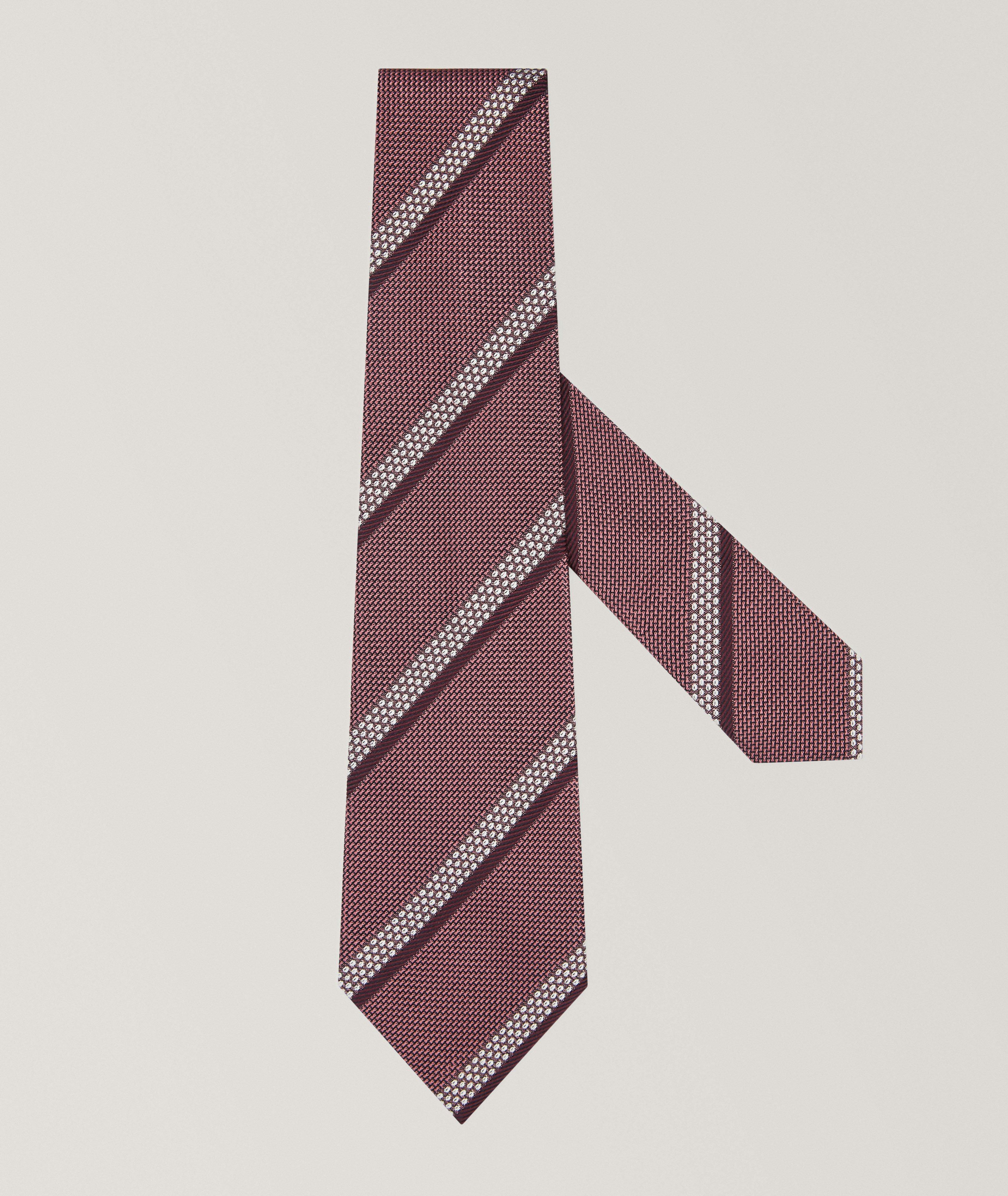 Diagonal Stripe Silk Tie image 0