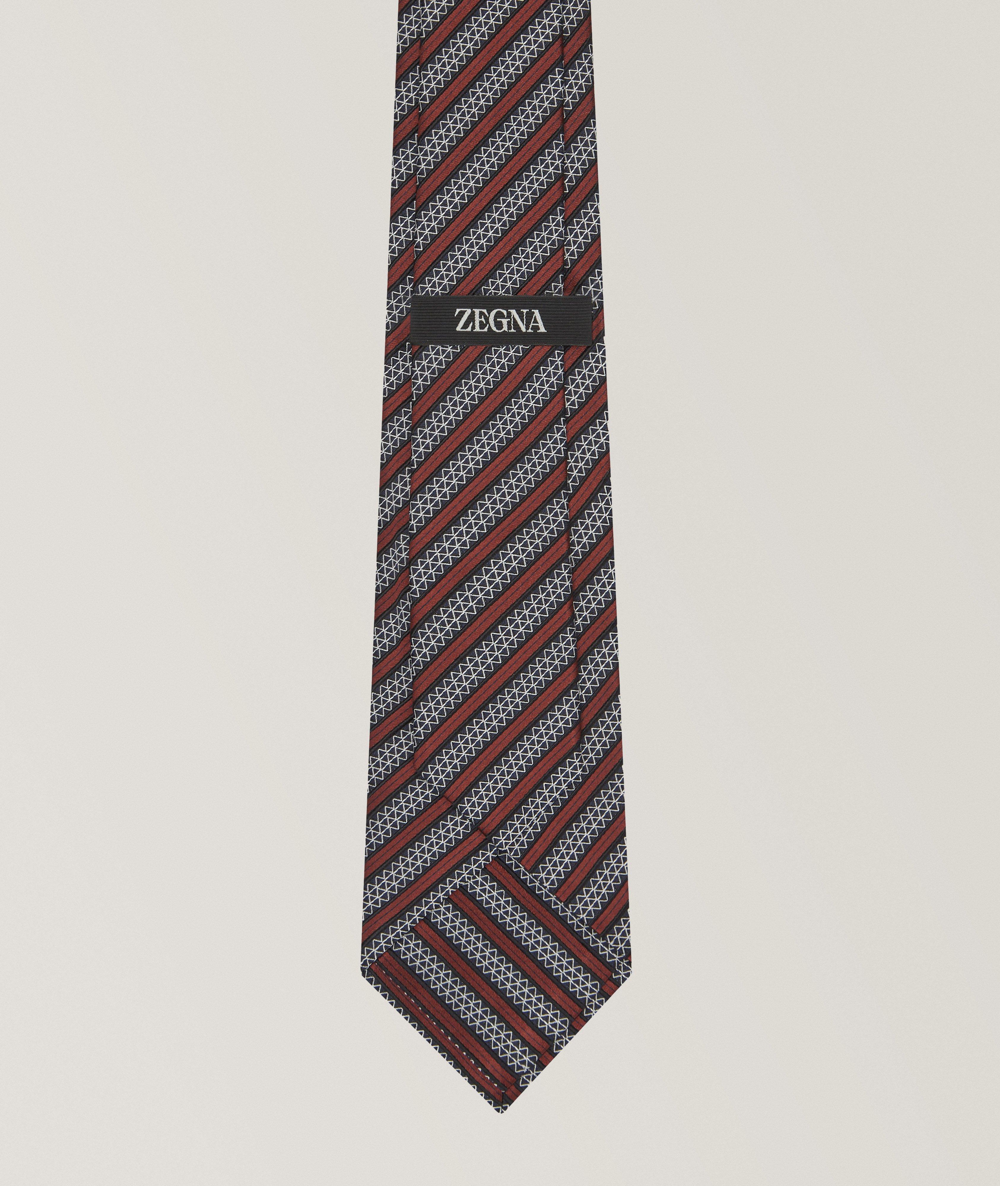 Diagonal Stripe Silk-Cotton Tie image 1