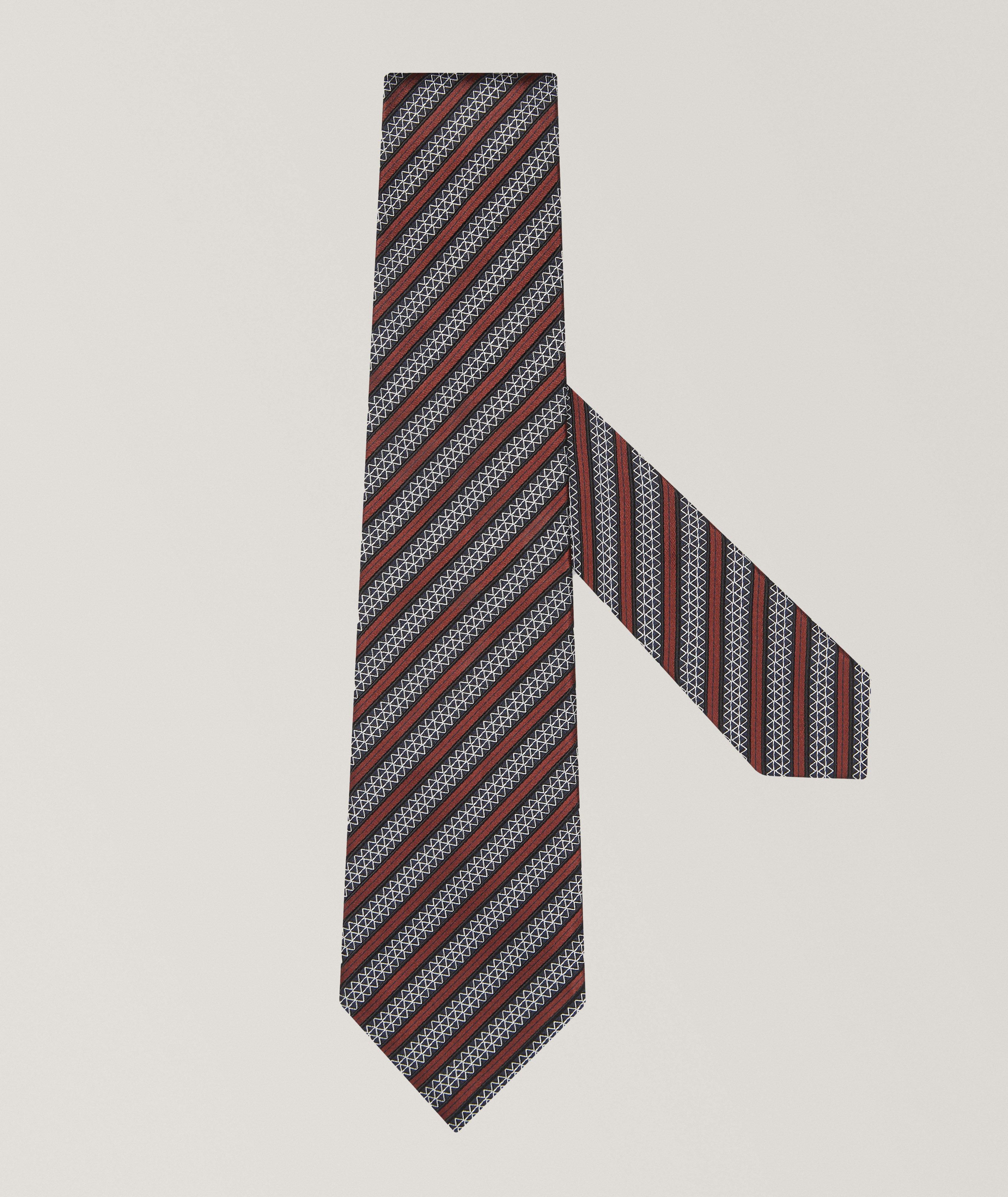 Diagonal Stripe Silk-Cotton Tie image 0