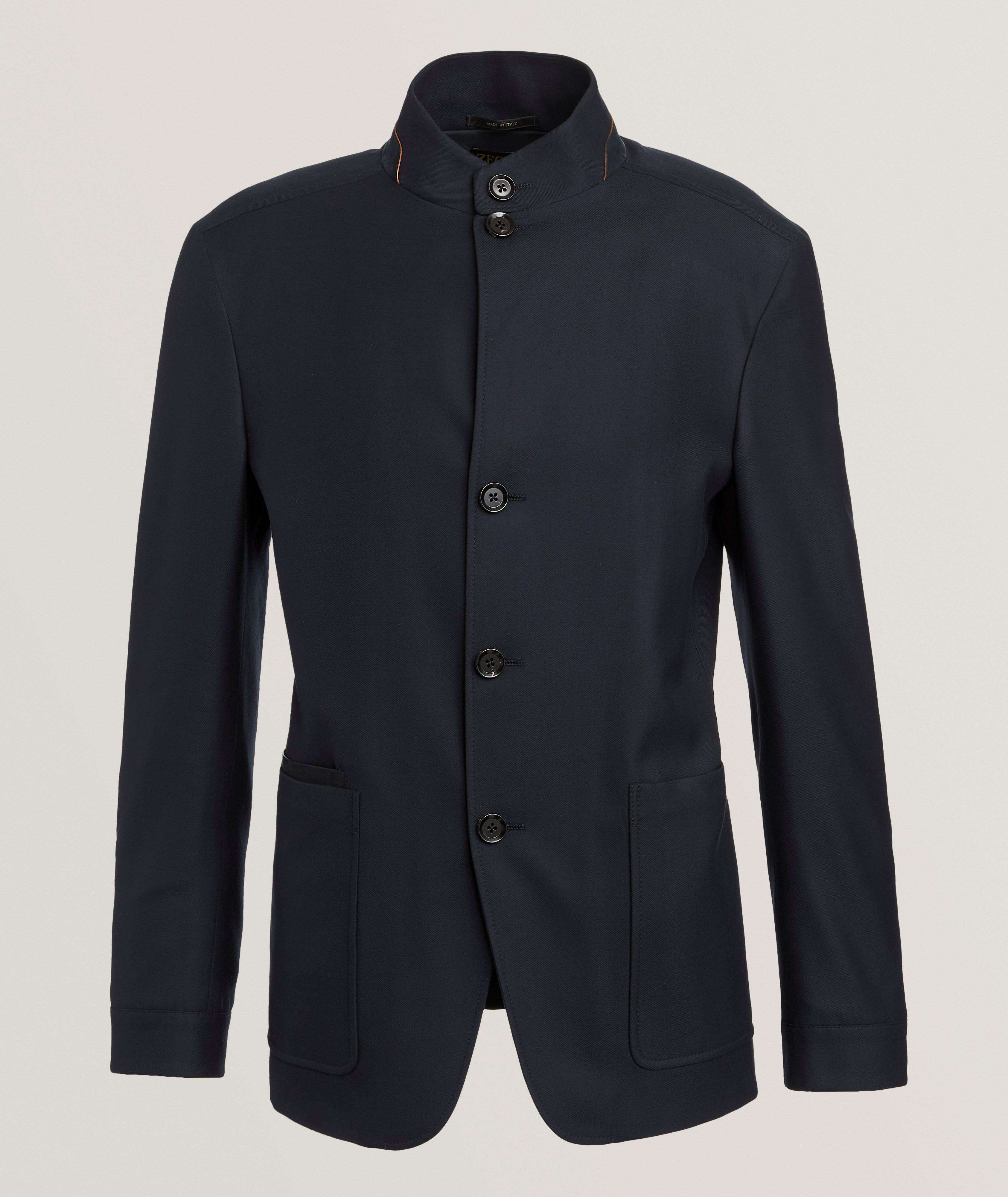 Leather-Trim Wool Jacket image 0