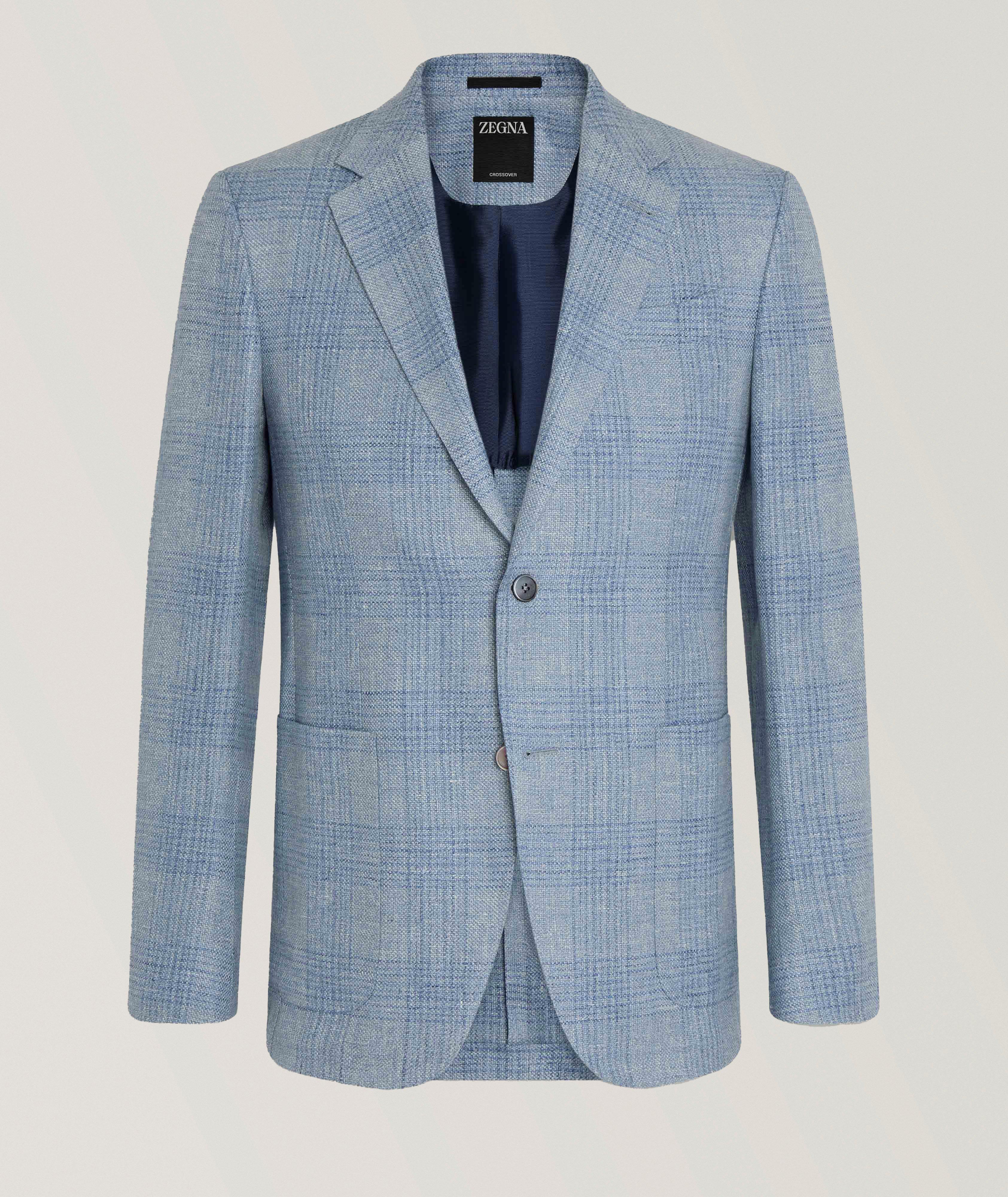 Check Crossover Linen, Wool & Silk Jacket image 0