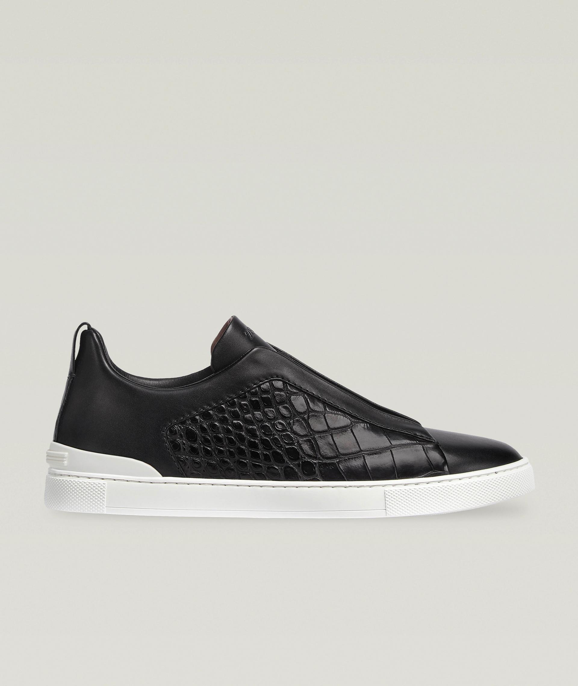 Triple Stitch Alligator & Calf Leather Sneakers image 0