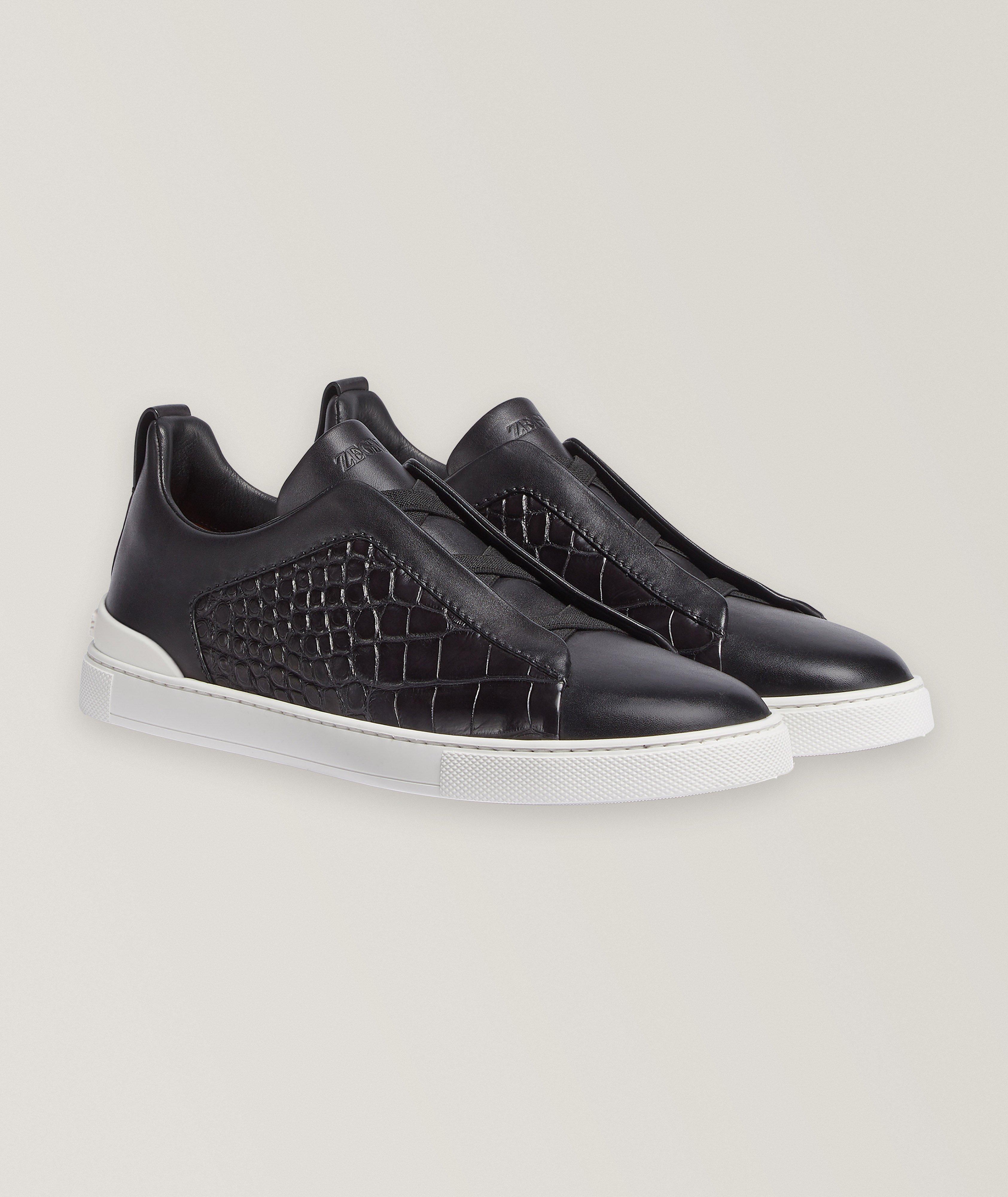 Triple Stitch Alligator & Calf Leather Sneakers image 0