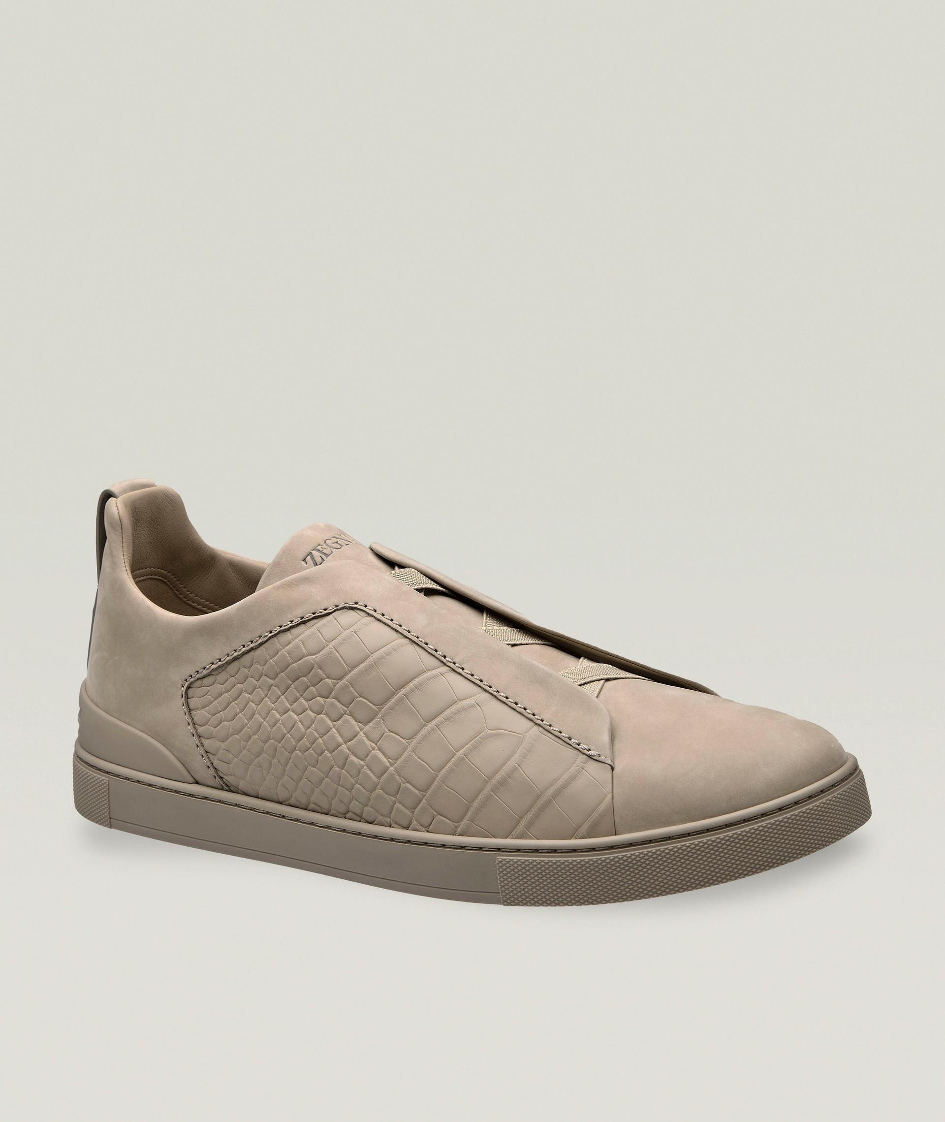 Chaussure sport en cuir à motif crocodile, collection Triple Stitch image 0