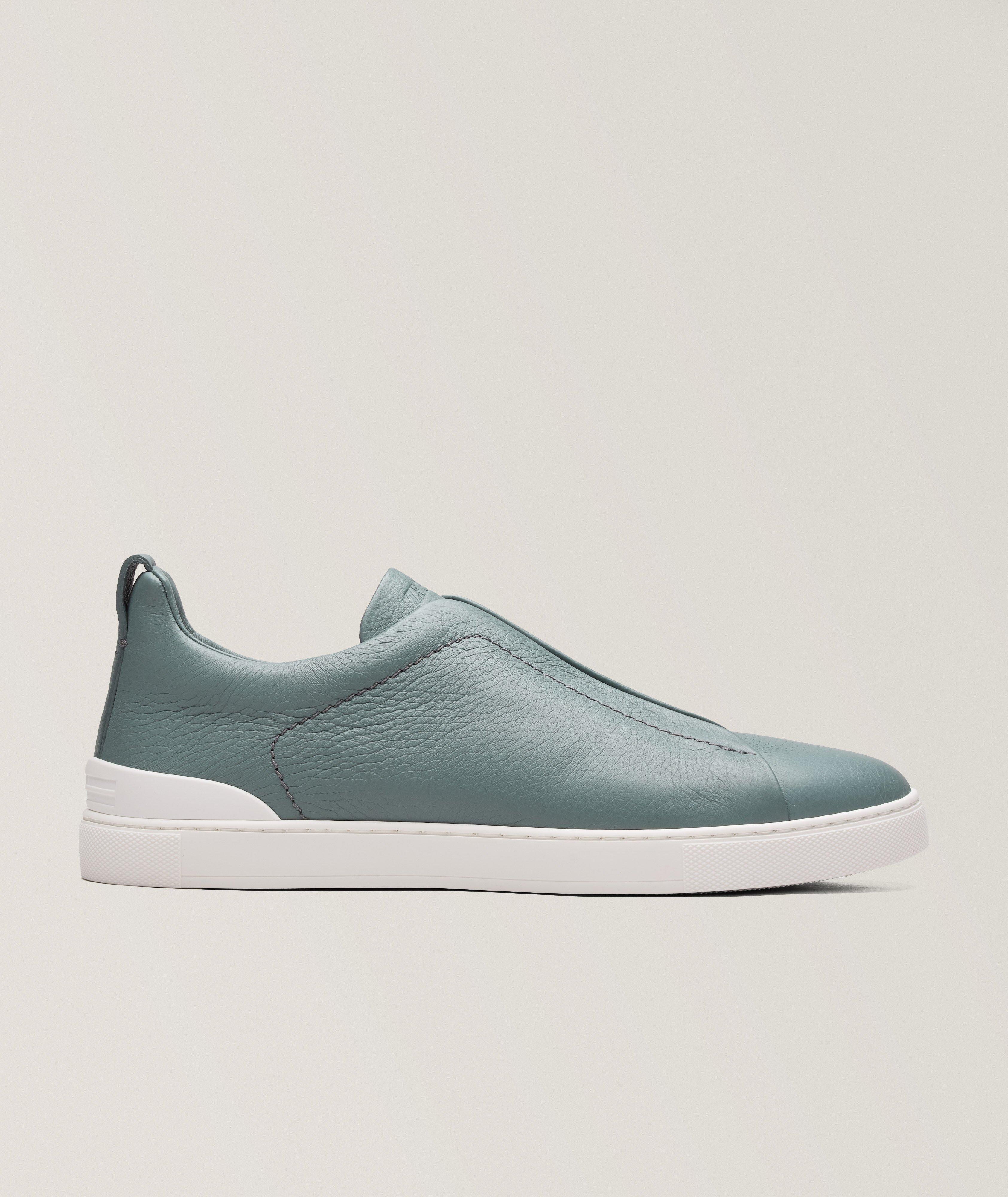 Zegna Deerskin Triple Stitch Leather Sneakers