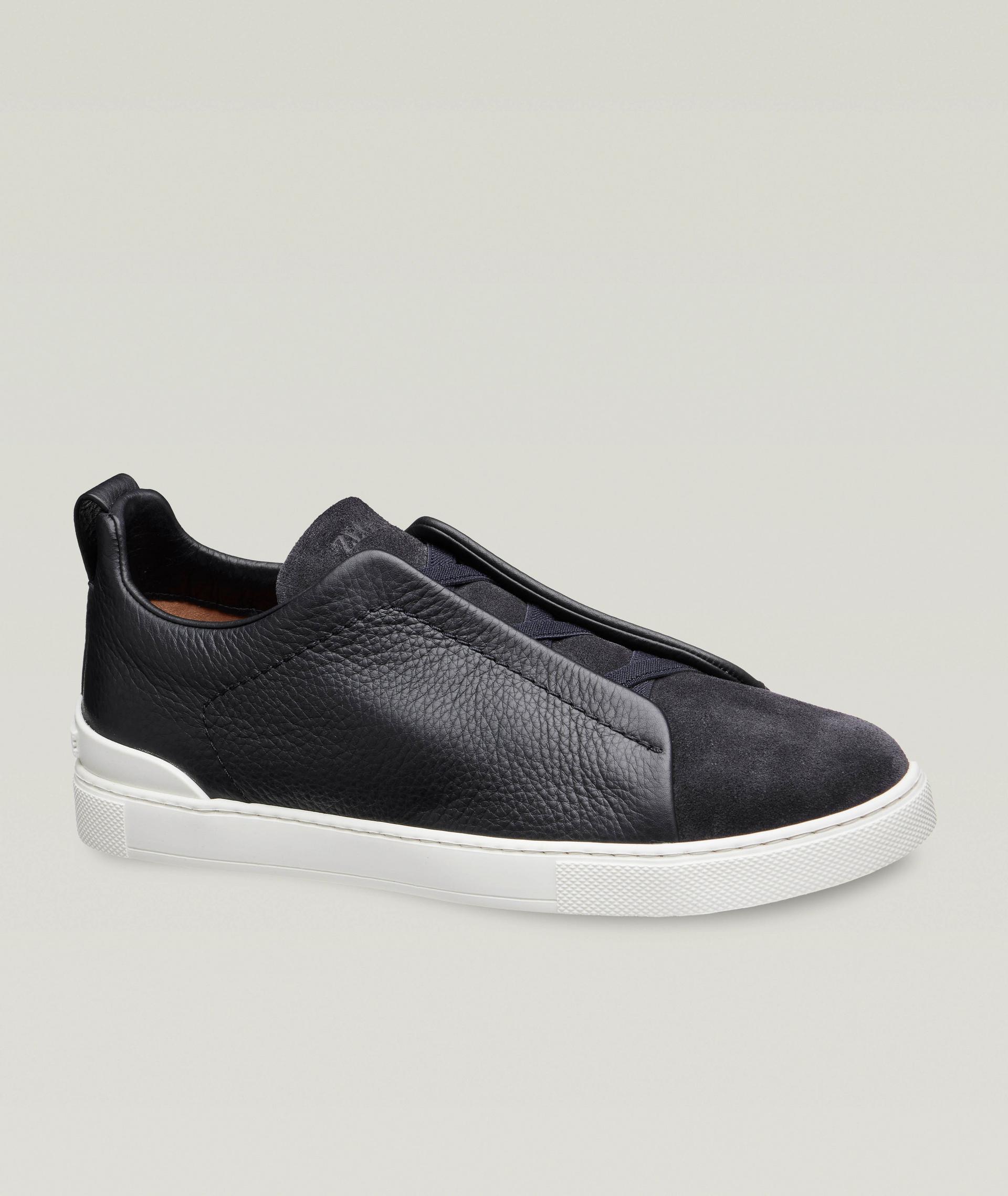 Triple Stitch Leather & Suede Sneakers image 0