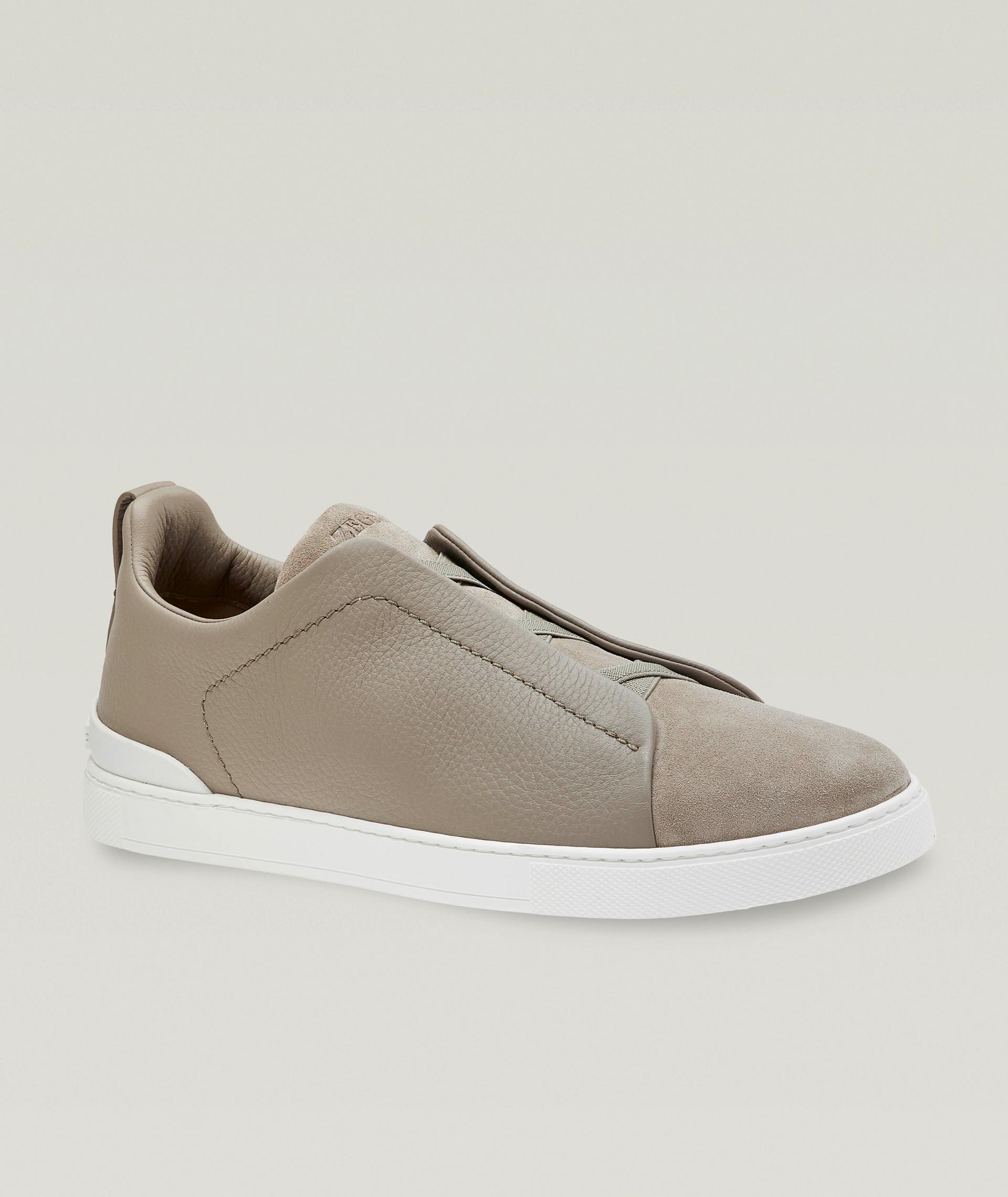 Triple Stitch Leather & Suede Sneakers image 0