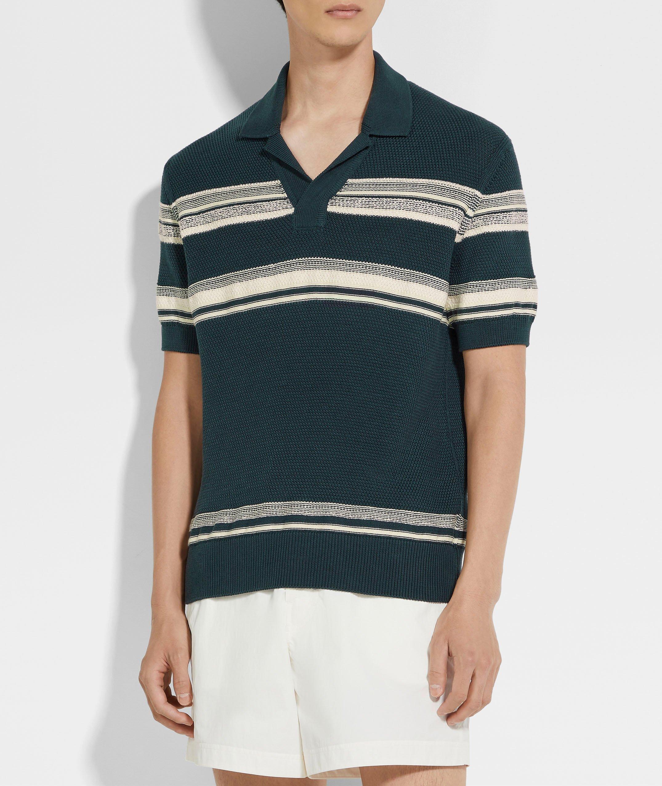 Stripe Cotton-Silk Blend Polo image 1
