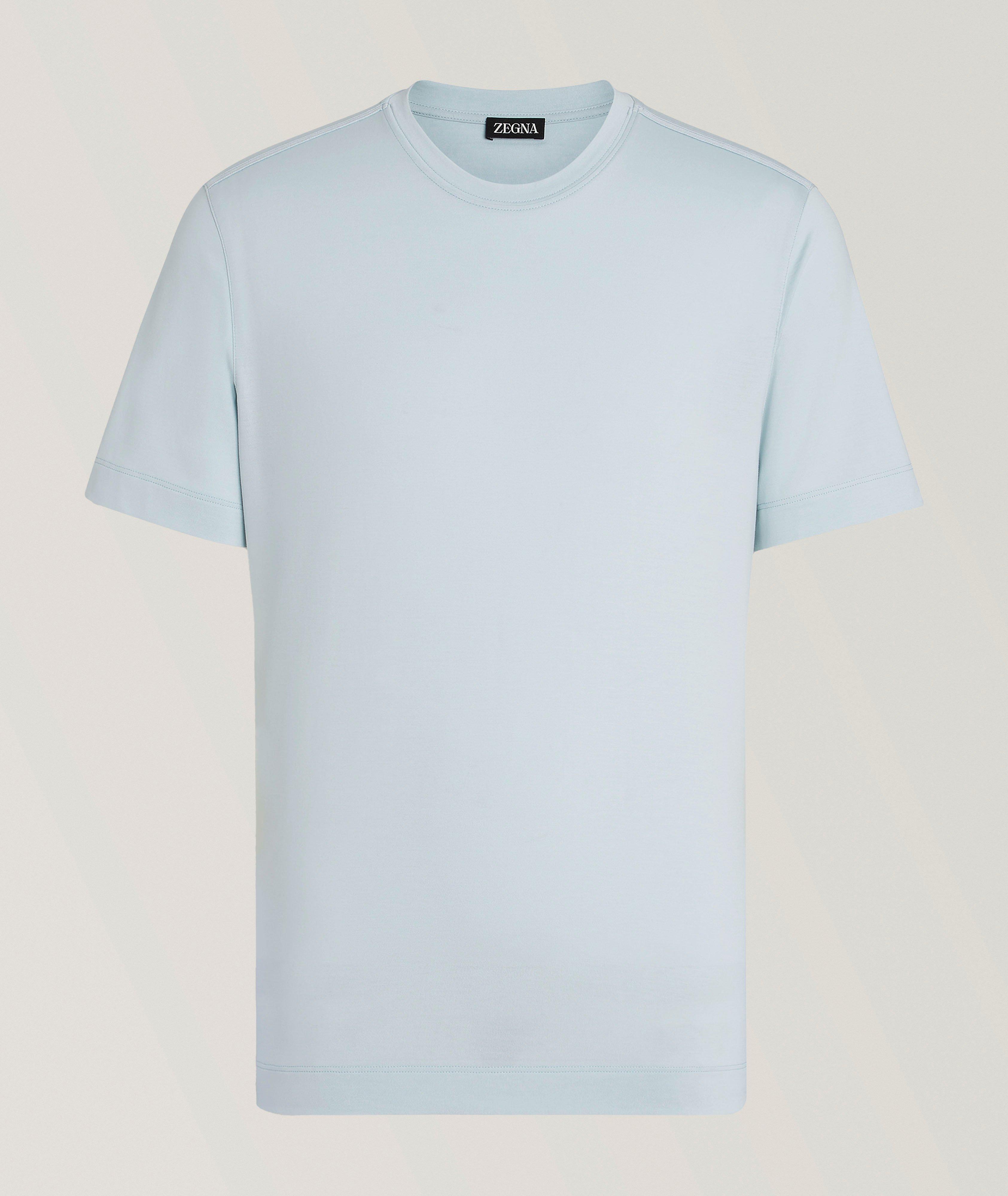 T-shirt en soie et en coton à encolure ronde image 0