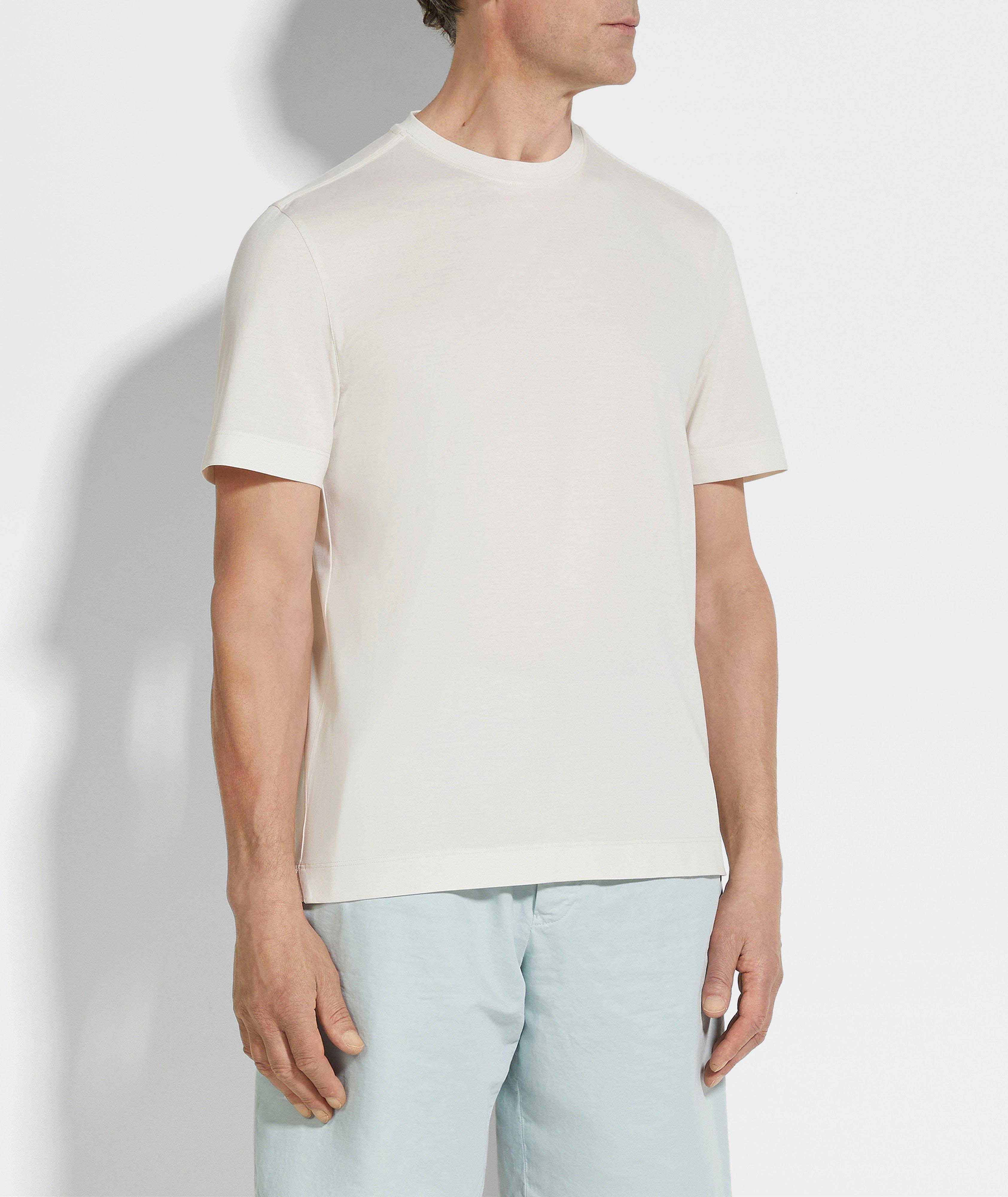 T-shirt en soie et en coton à encolure ronde image 1