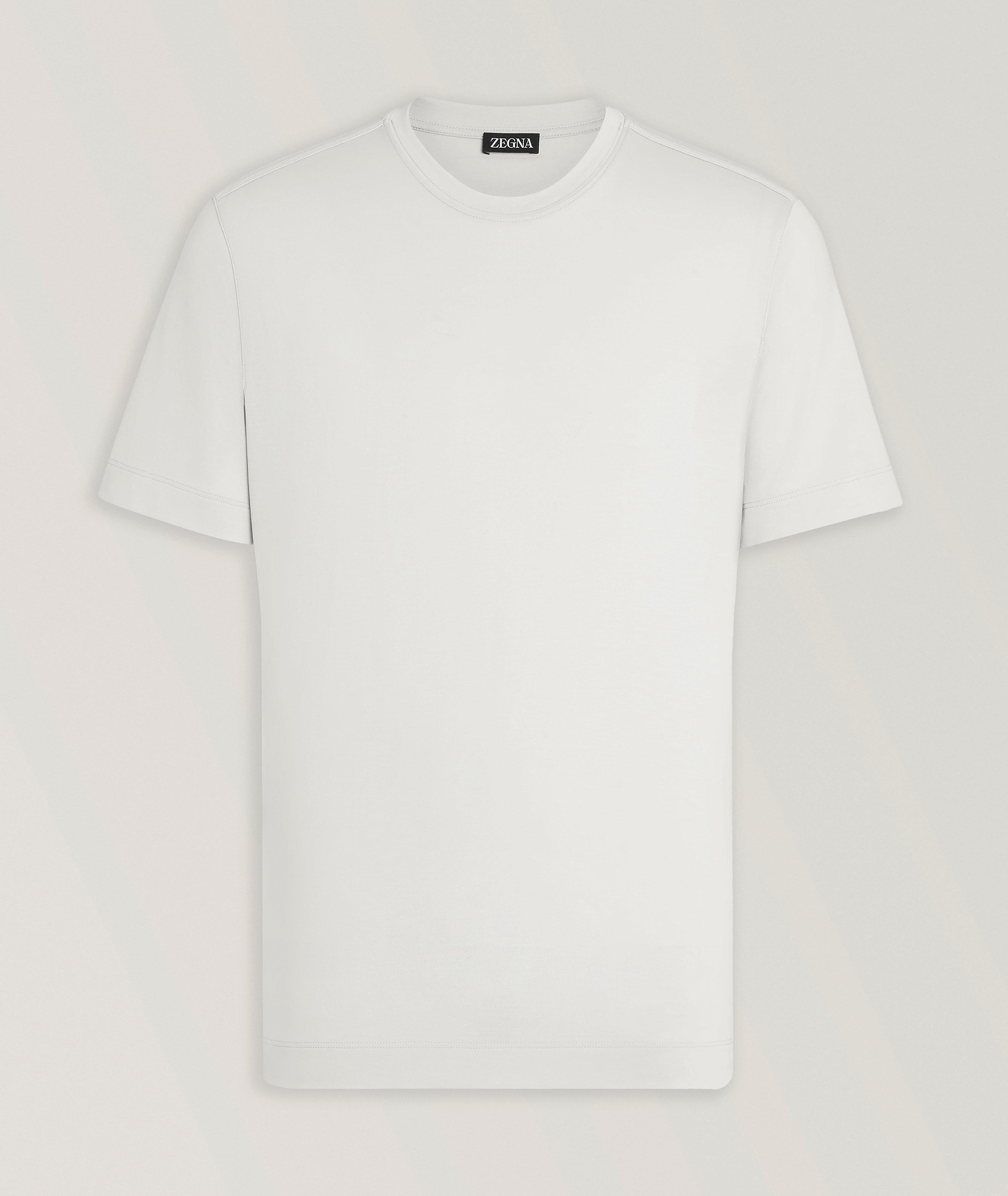 T-shirt en soie et en coton à encolure ronde image 0