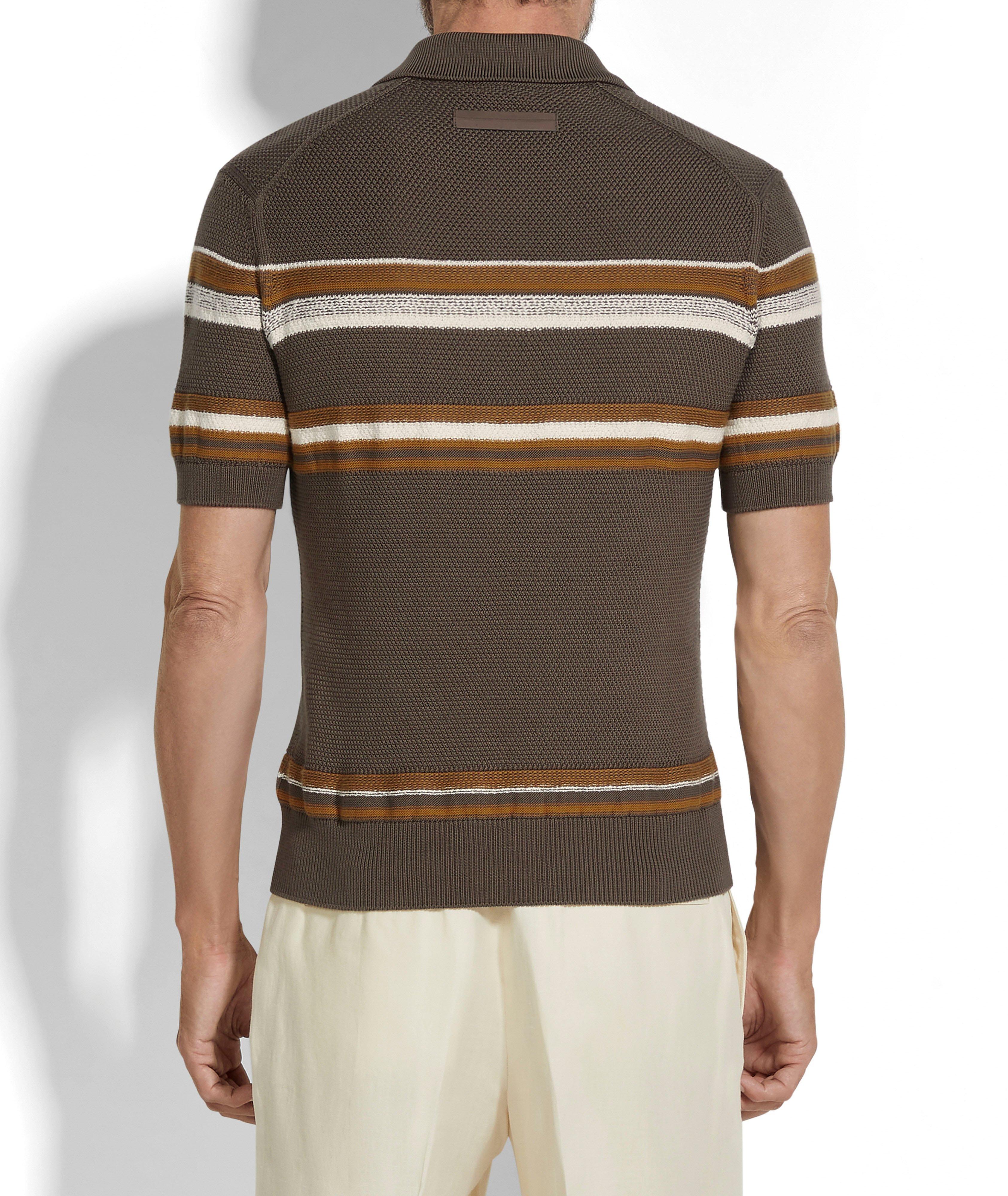 Stripe Cotton-Silk Polo Shirt image 2